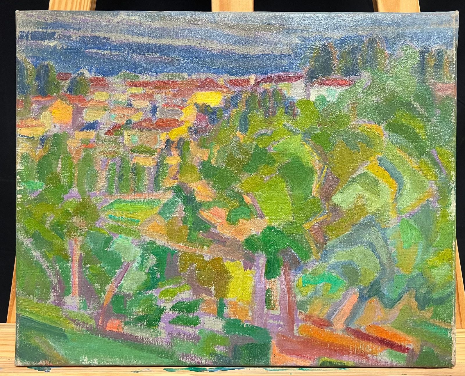 French Schoolmid 20th Century Vibrant Fauvist Landscape Of A Village Scene Richly Texturedmid 20th Century photo furniture