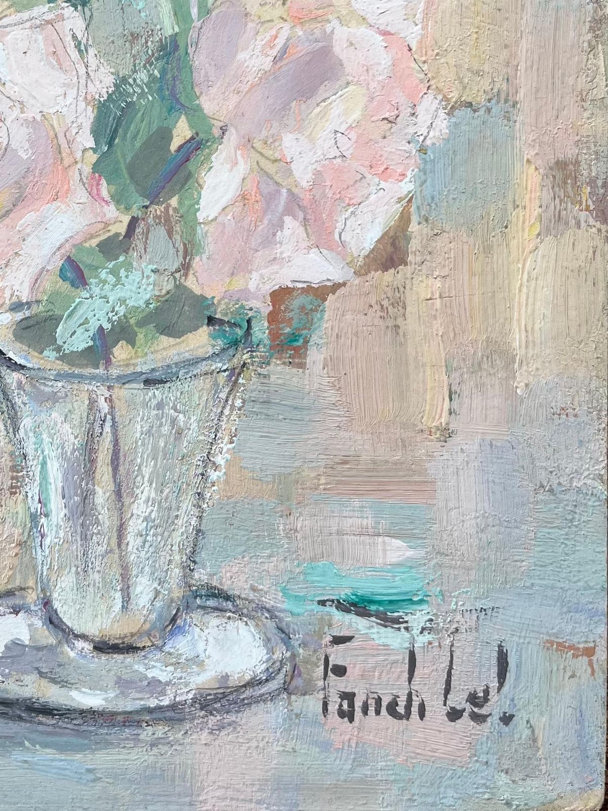 Fanch Lelfrench Impressionist Oil Painting Of Flowers In A Glass Vase1996 photo for sale