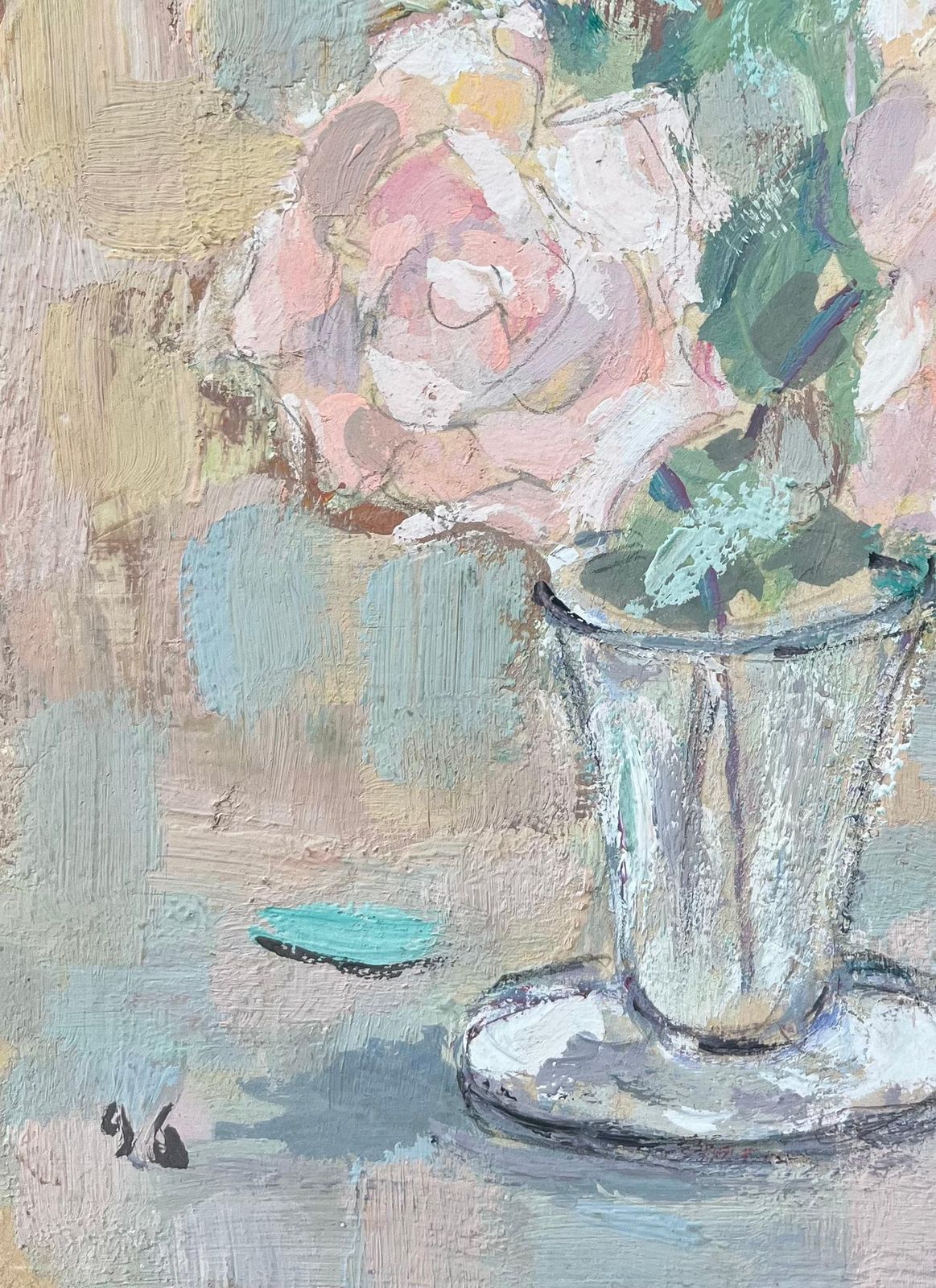 Fanch Lelfrench Impressionist Oil Painting Of Flowers In A Glass Vase1996 photo Art