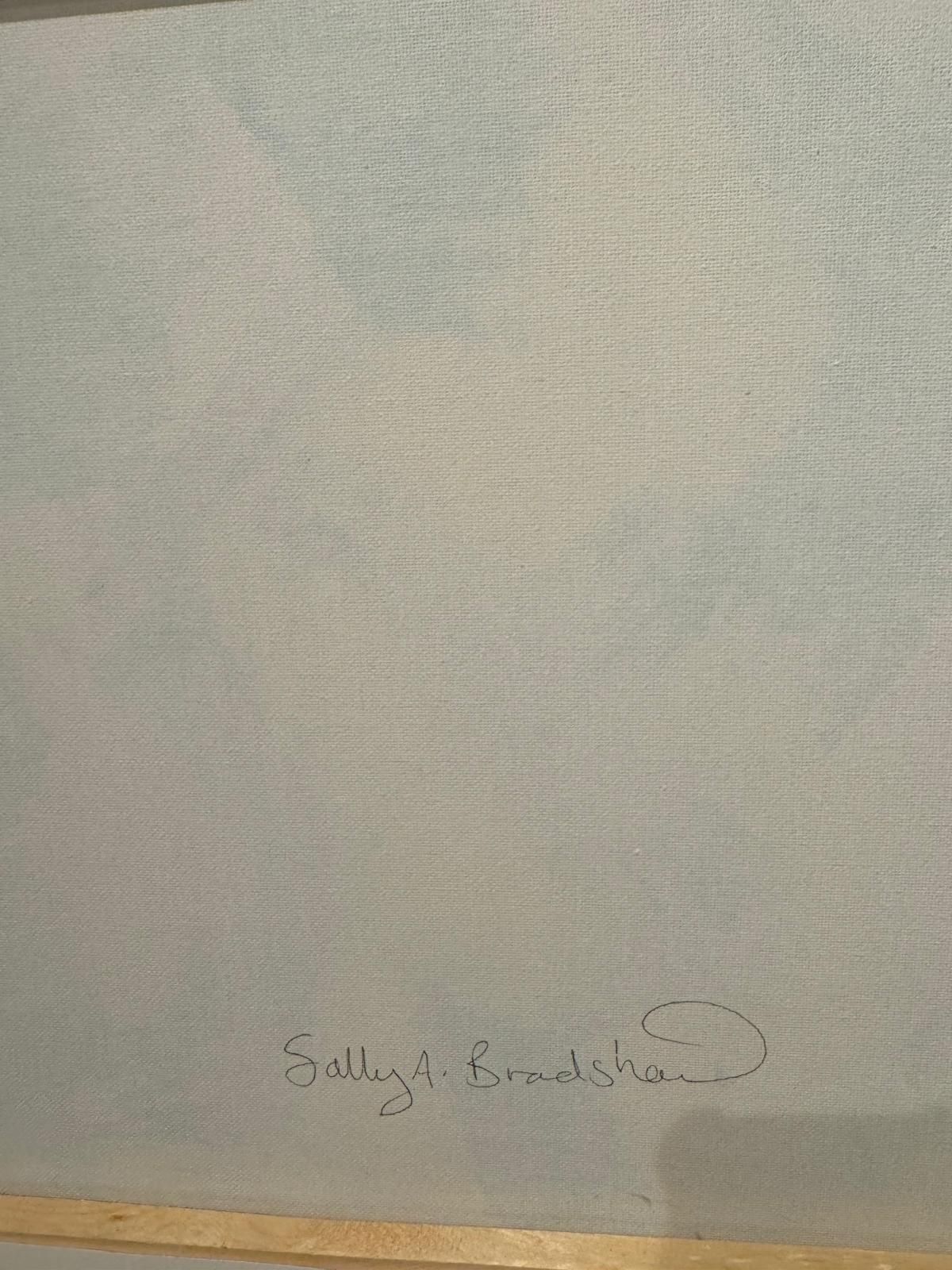 photo for sale Sally Bradshawbritish Abstract Painting Contemporary Bold Brushstrokes In Teal Blue And Yellowc.2024