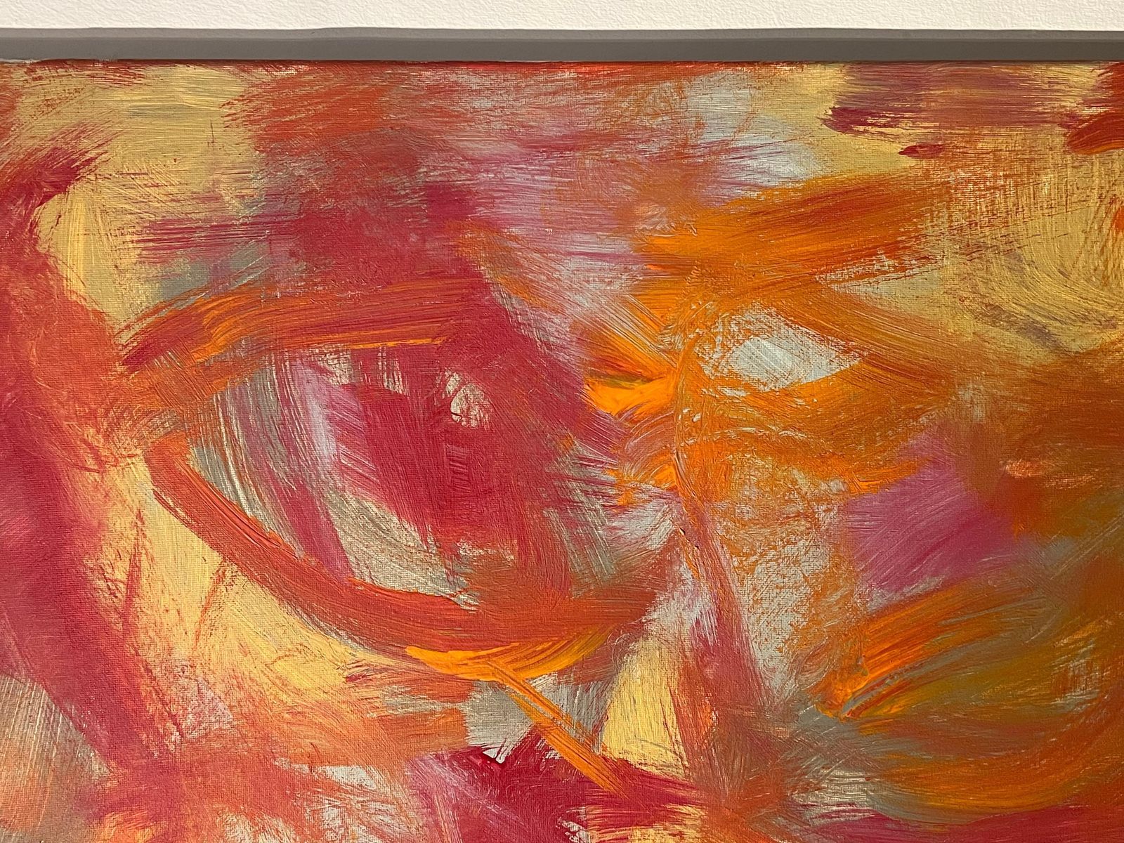 Sally Bradshawbritish Abstract Painting Contemporary Bold Autumnal Colours Of Orange And Pinkc.2024 photo 2239.0