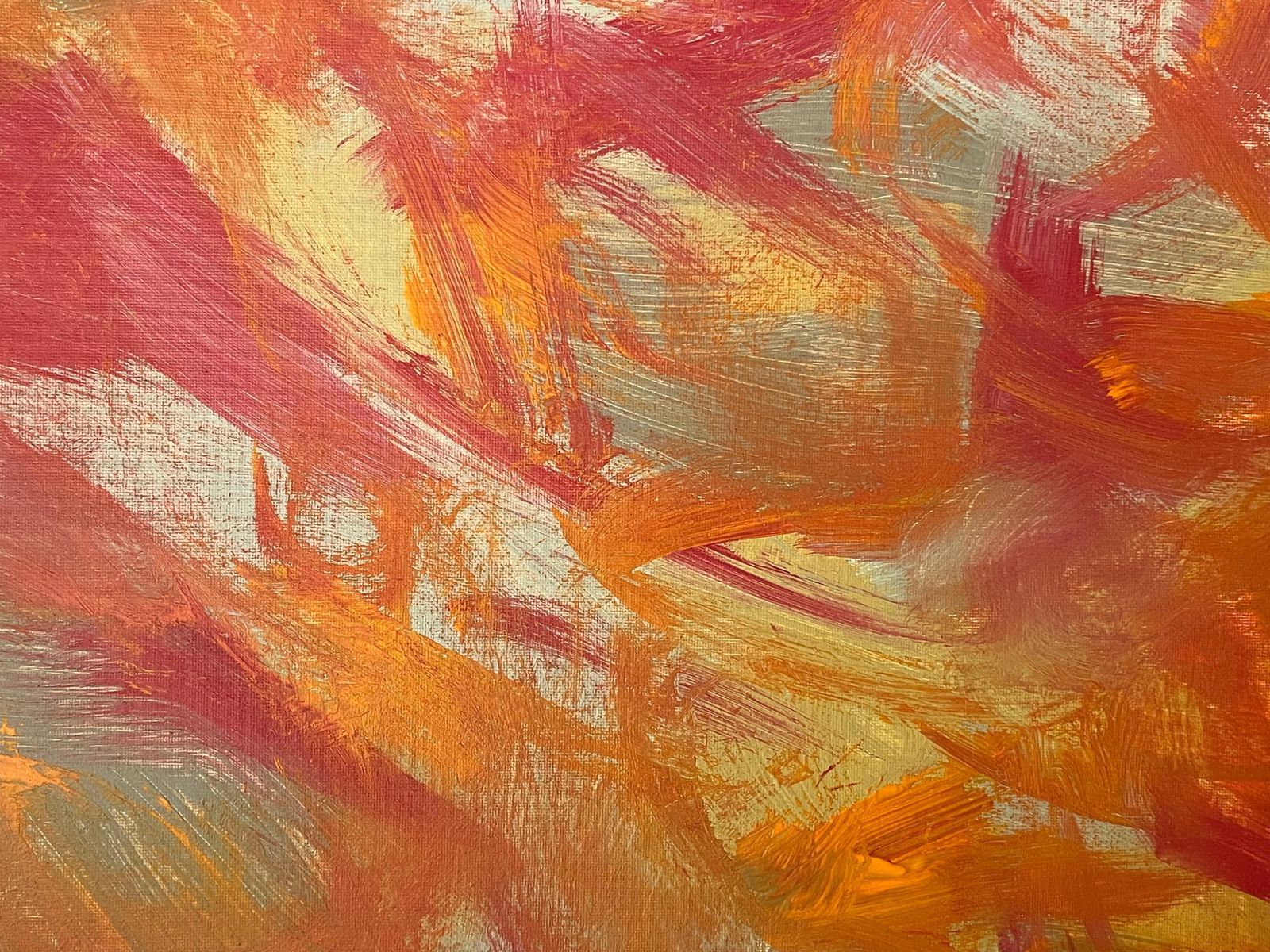 Sally Bradshawbritish Abstract Painting Contemporary Bold Autumnal Colours Of Orange And Pinkc.2024 photo buy