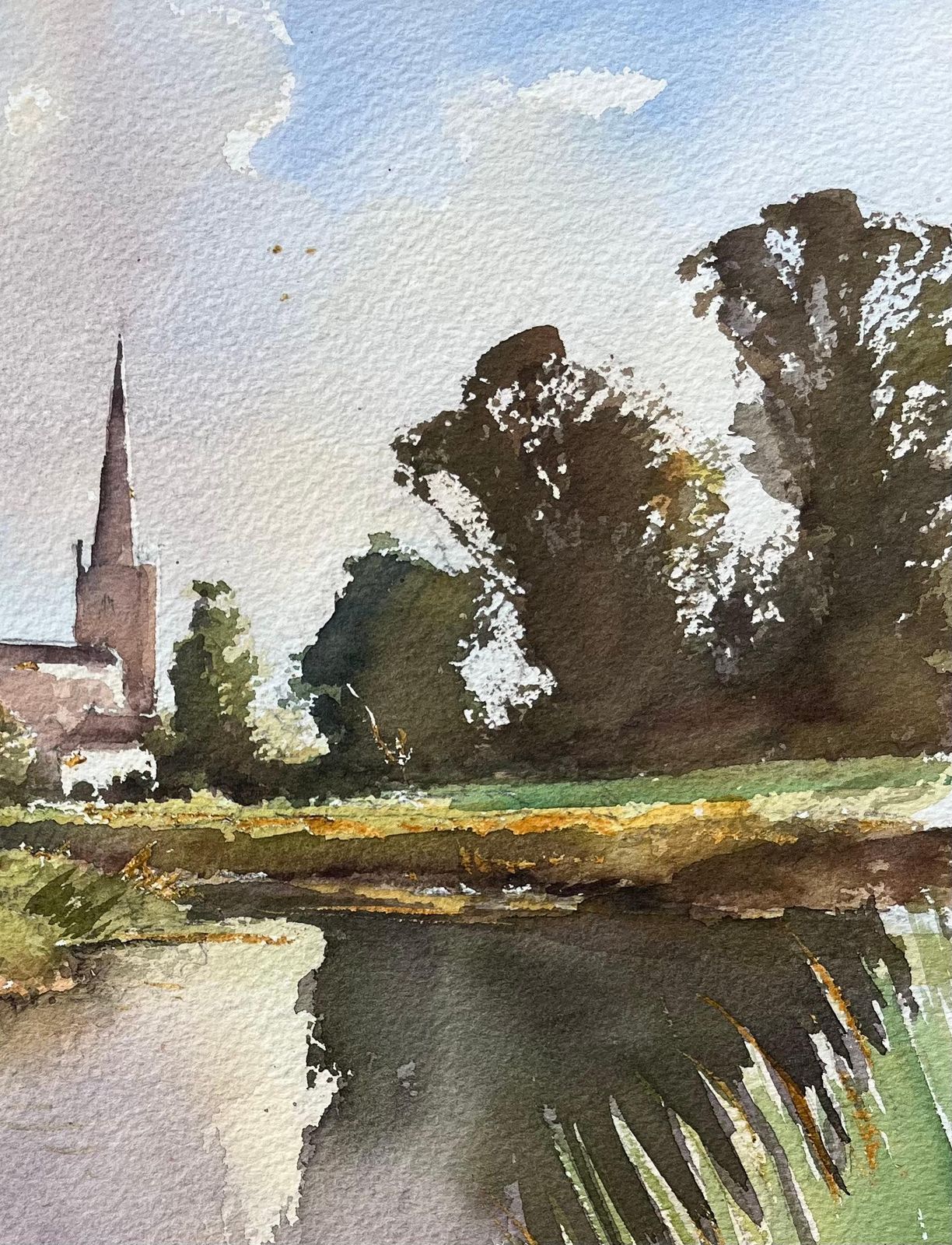 Anthony Averybritish Original Watercolor Of Church By The Riverside photo Art