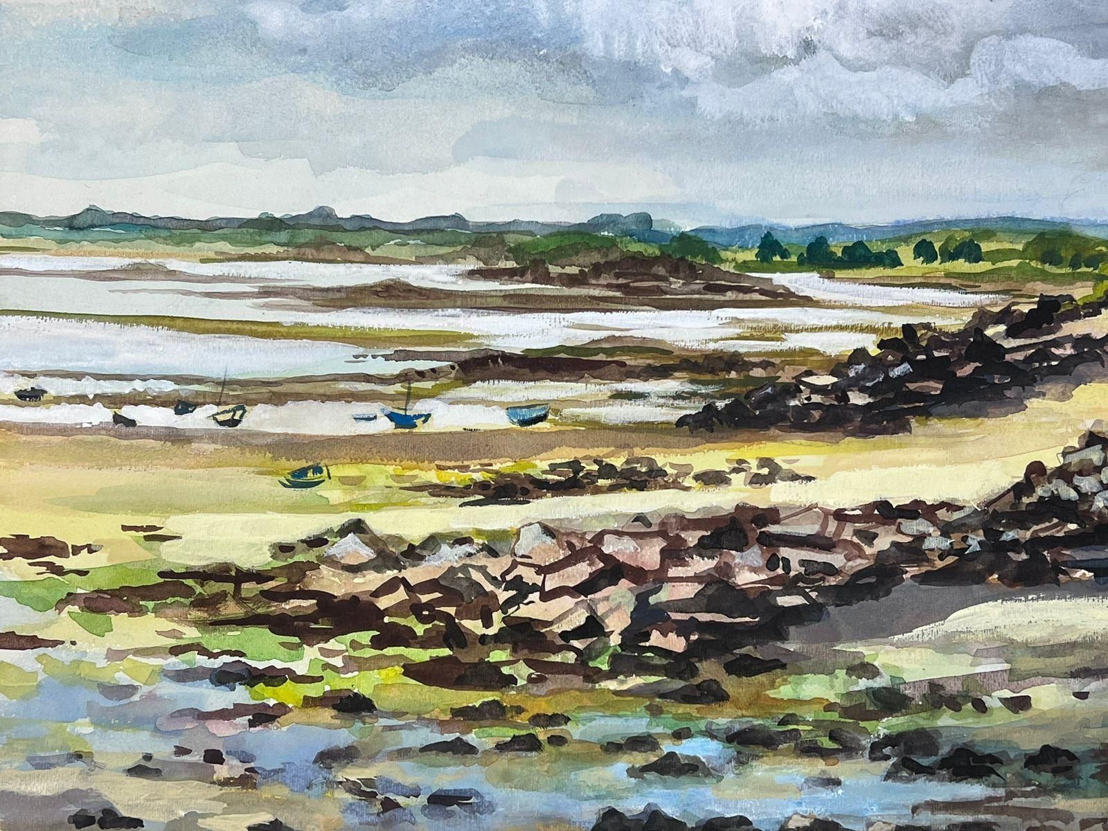 Josine Vignoncoastal Watercolor Scene Of Low Tide With Rocky Shoreline And Distant Boats1950s photo Art