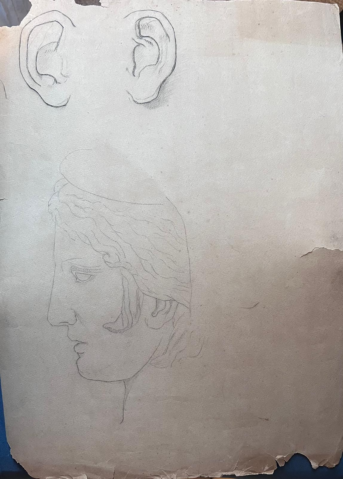 photo for sale French Schoolantique Pencil Study Of A Classical Female Bust Portrait19th Century
