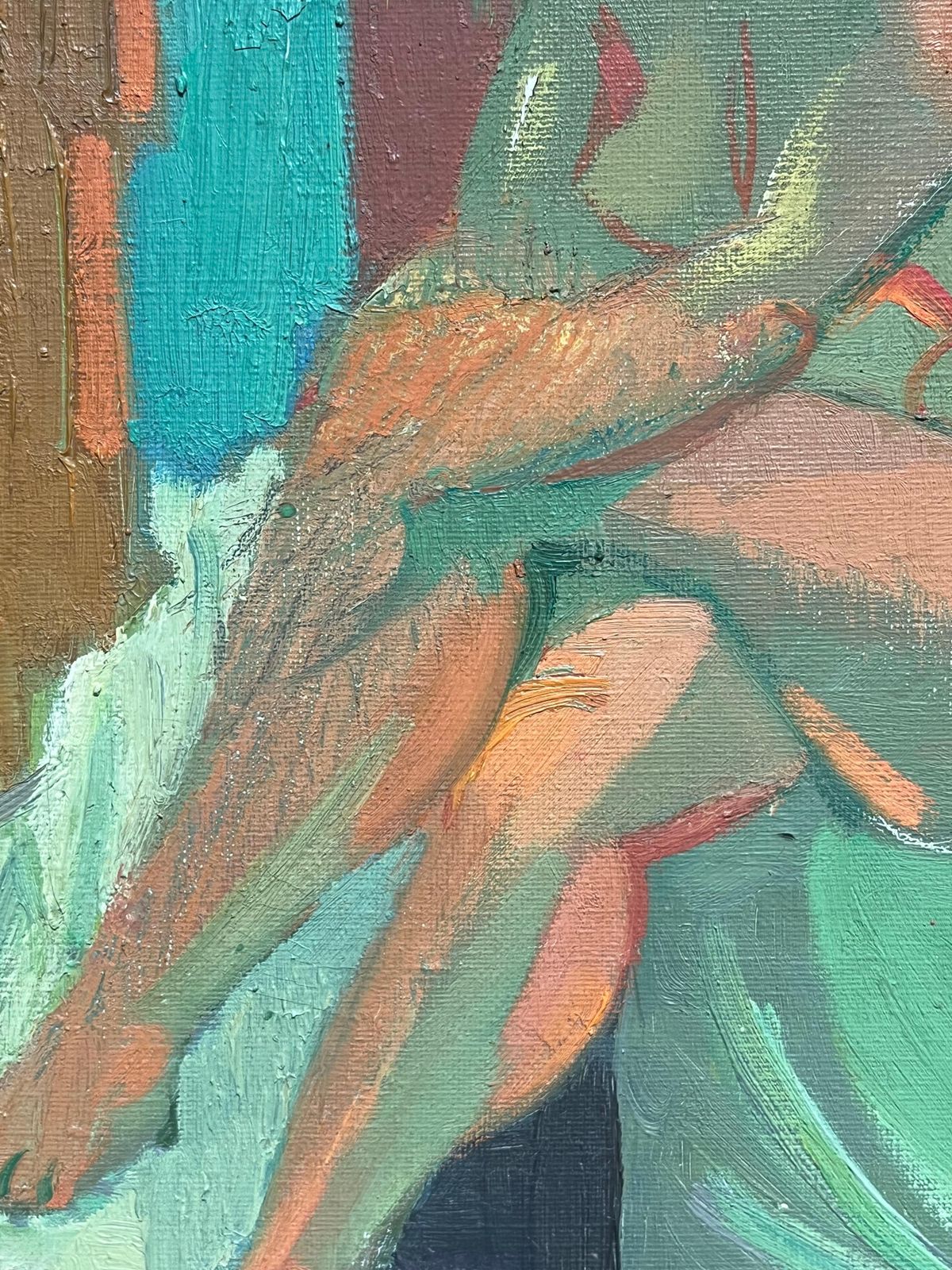 Therese Hummelmid 20th Century French Oil Painting Cubist Portrait Of Nude Lady1950 photo Art