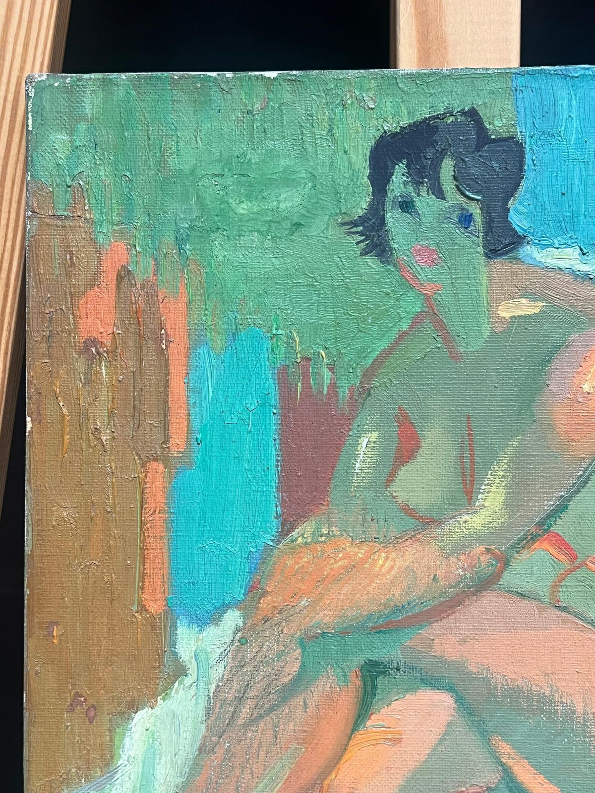 Therese Hummelmid 20th Century French Oil Painting Cubist Portrait Of Nude Lady1950 photo 835.0
