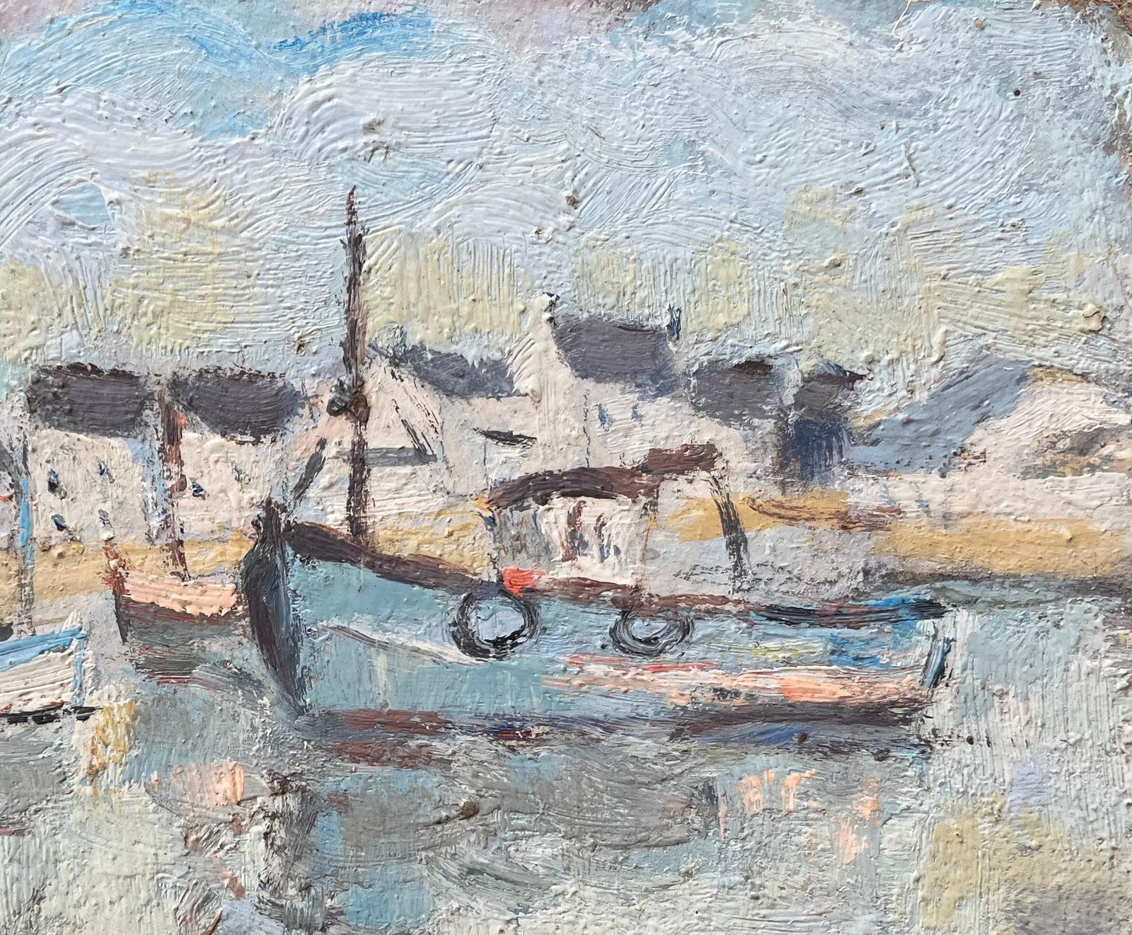 Fanch Lelfrench Impressionist Oil Painting Of Fishing Boats In La Trinité Harbor1992 photo 453.0