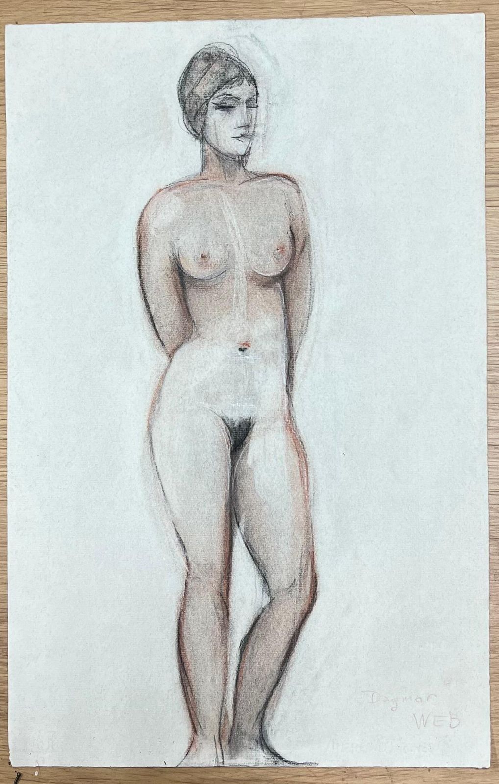 Dagmar Web1960's Original French Pastel Sketch Standing Nude Portrait1960's photo furniture