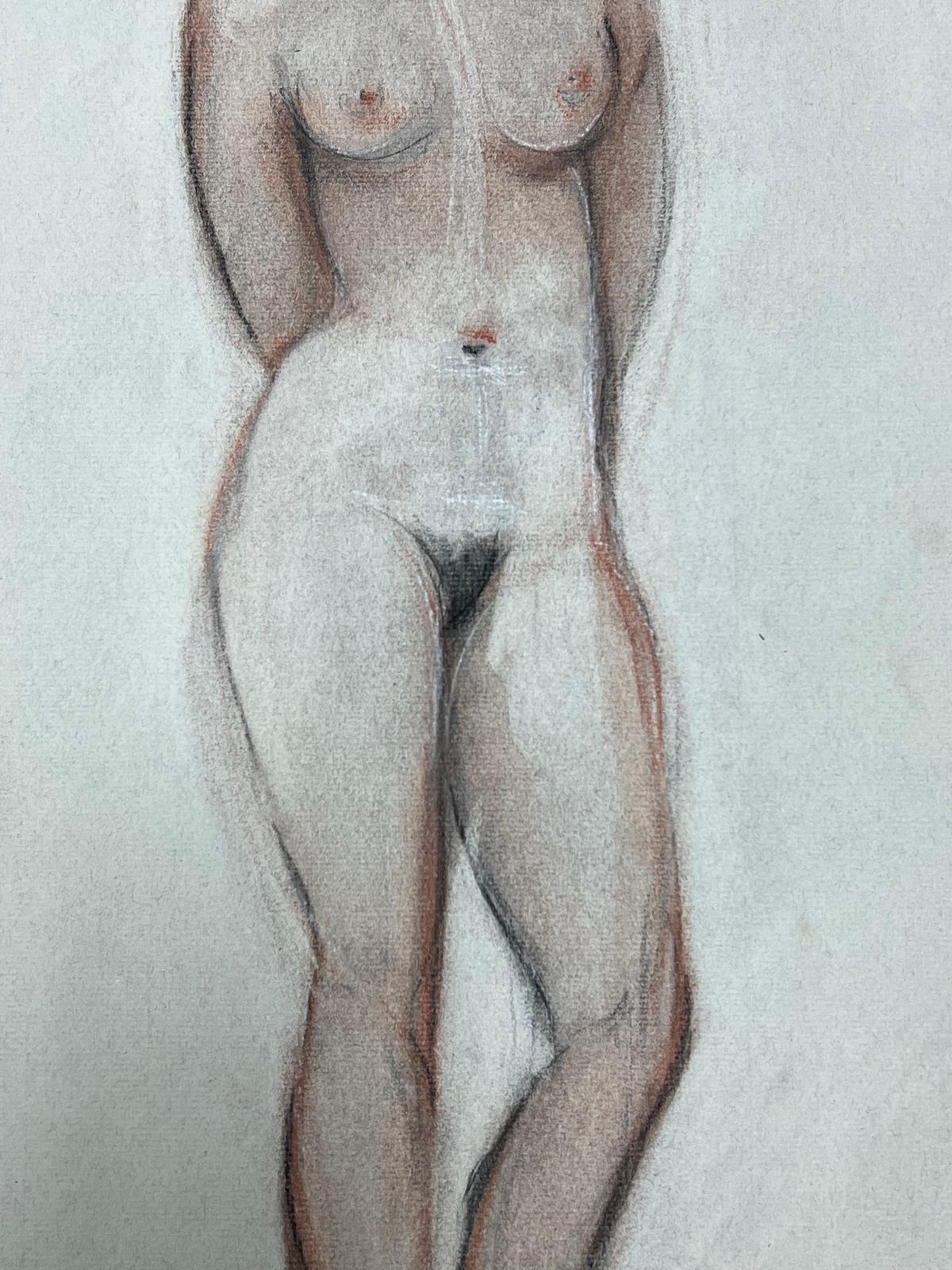 Dagmar Web1960's Original French Pastel Sketch Standing Nude Portrait1960's photo Art