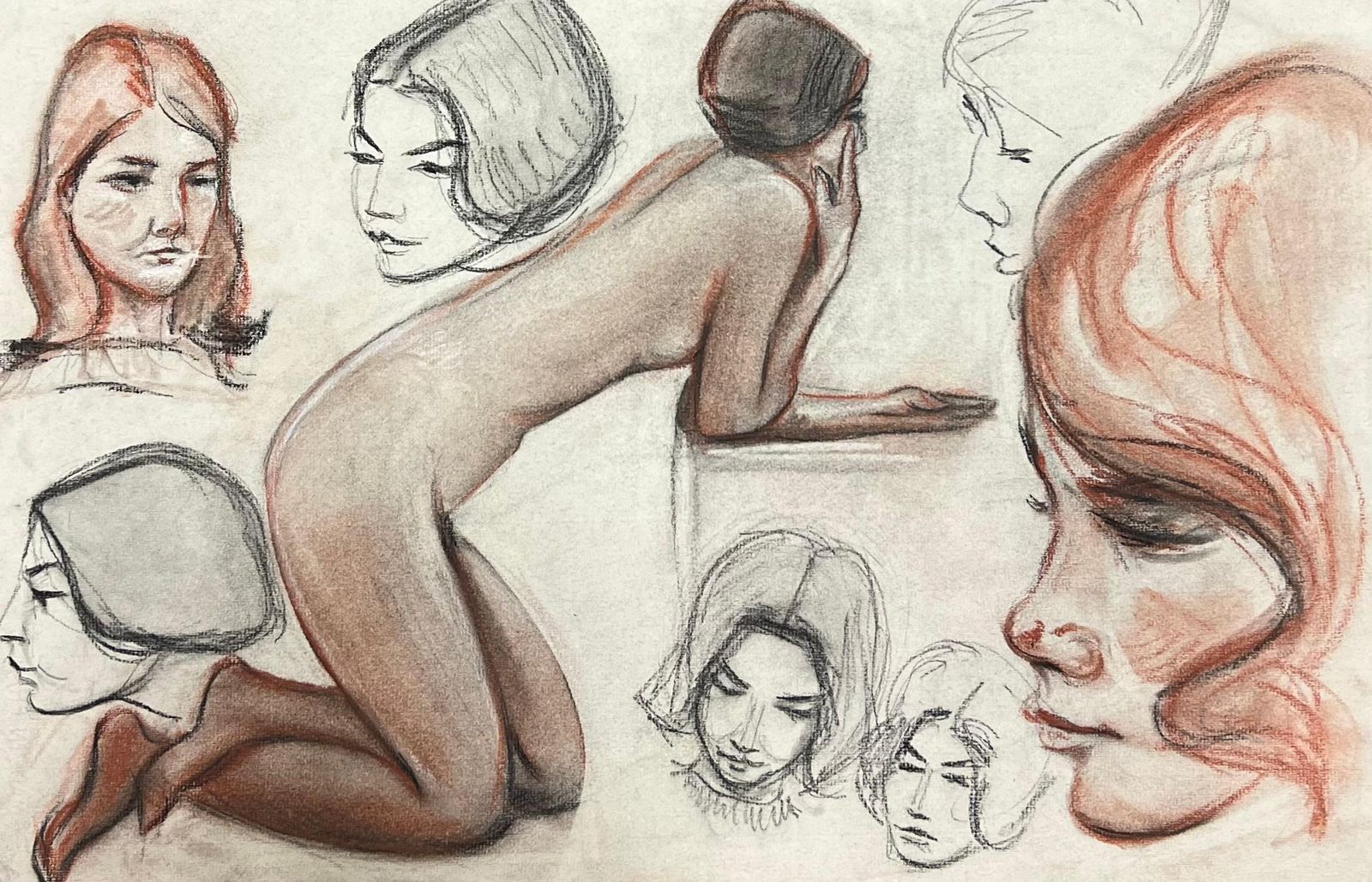 Dagmar Weboriginal French Pastel Expressive Mid Century Sketches With Detail1960's