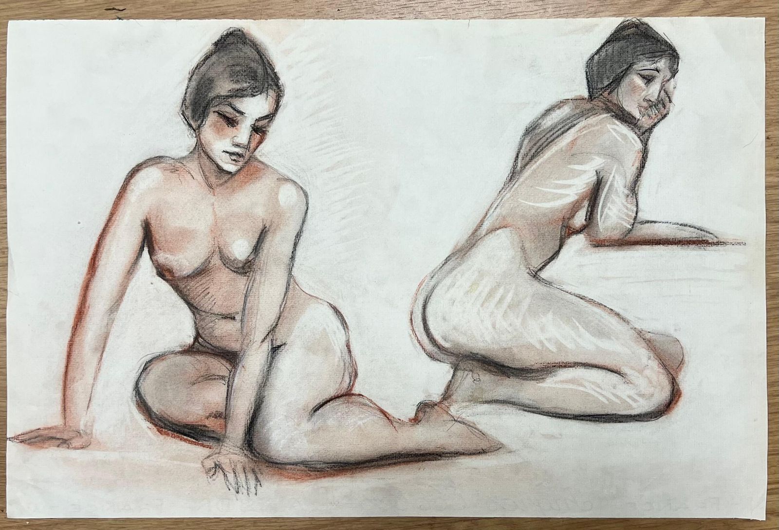 Dagmar Web1960's Original French Pastel Sketch Expressive Dual Seated Nude Models1960's photo furniture
