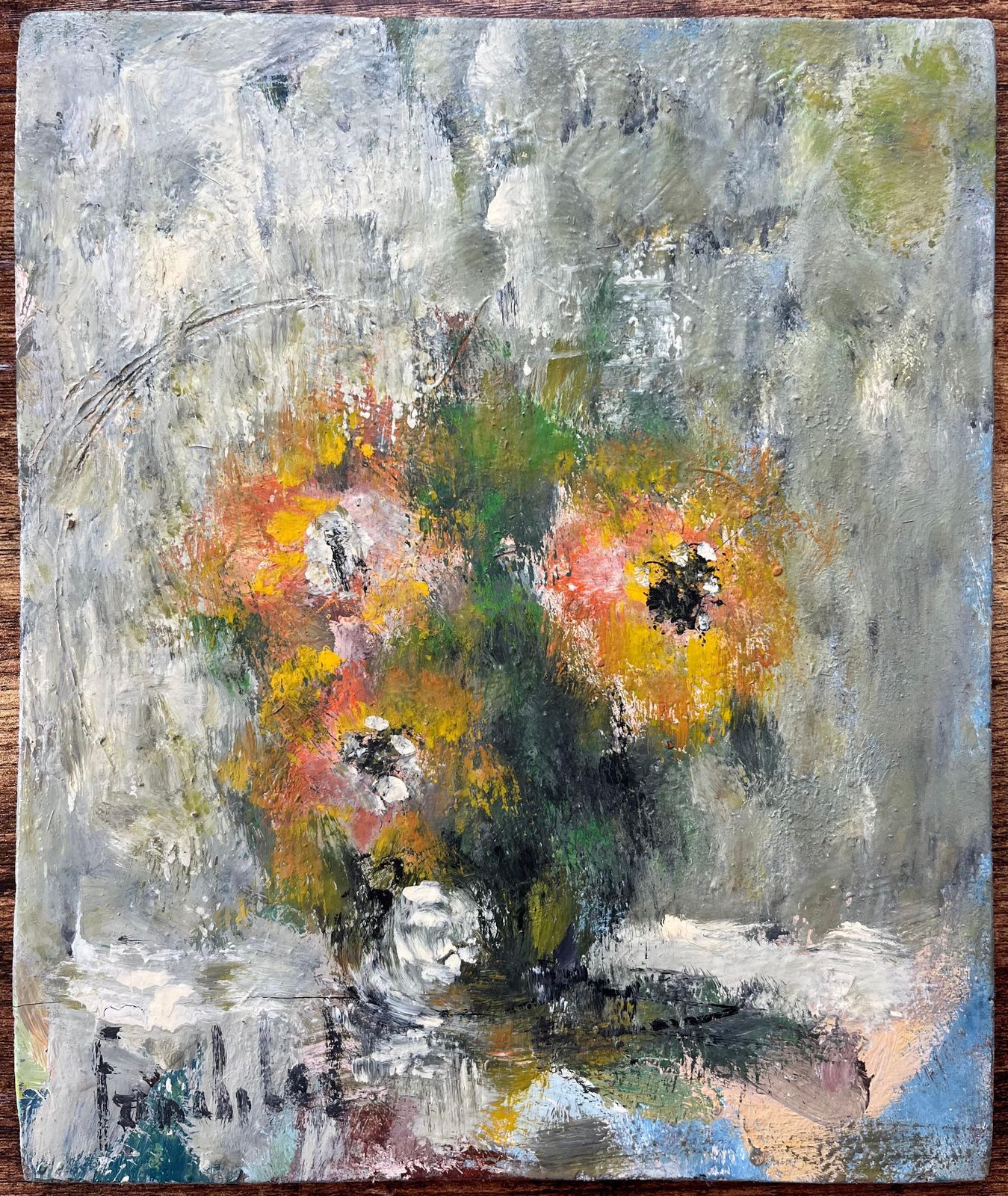 Fanch Lelfrench Impressionist Oil Painting Of Still Life Of Wildflowers In A Vase photo furniture