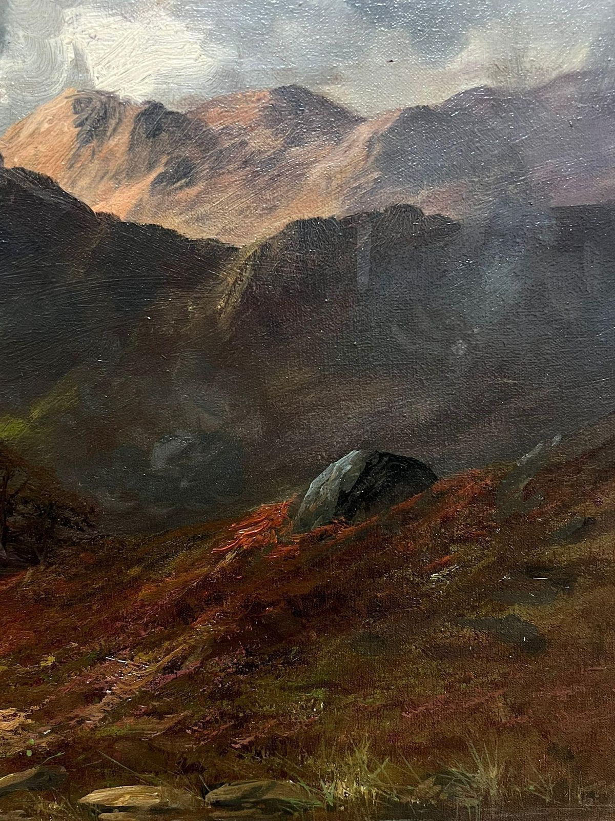 F. E. Jamiesonantique Scottish Highland Landscape Cottage In Glen Brooding Sky & Mountains1920's photo 1547.0