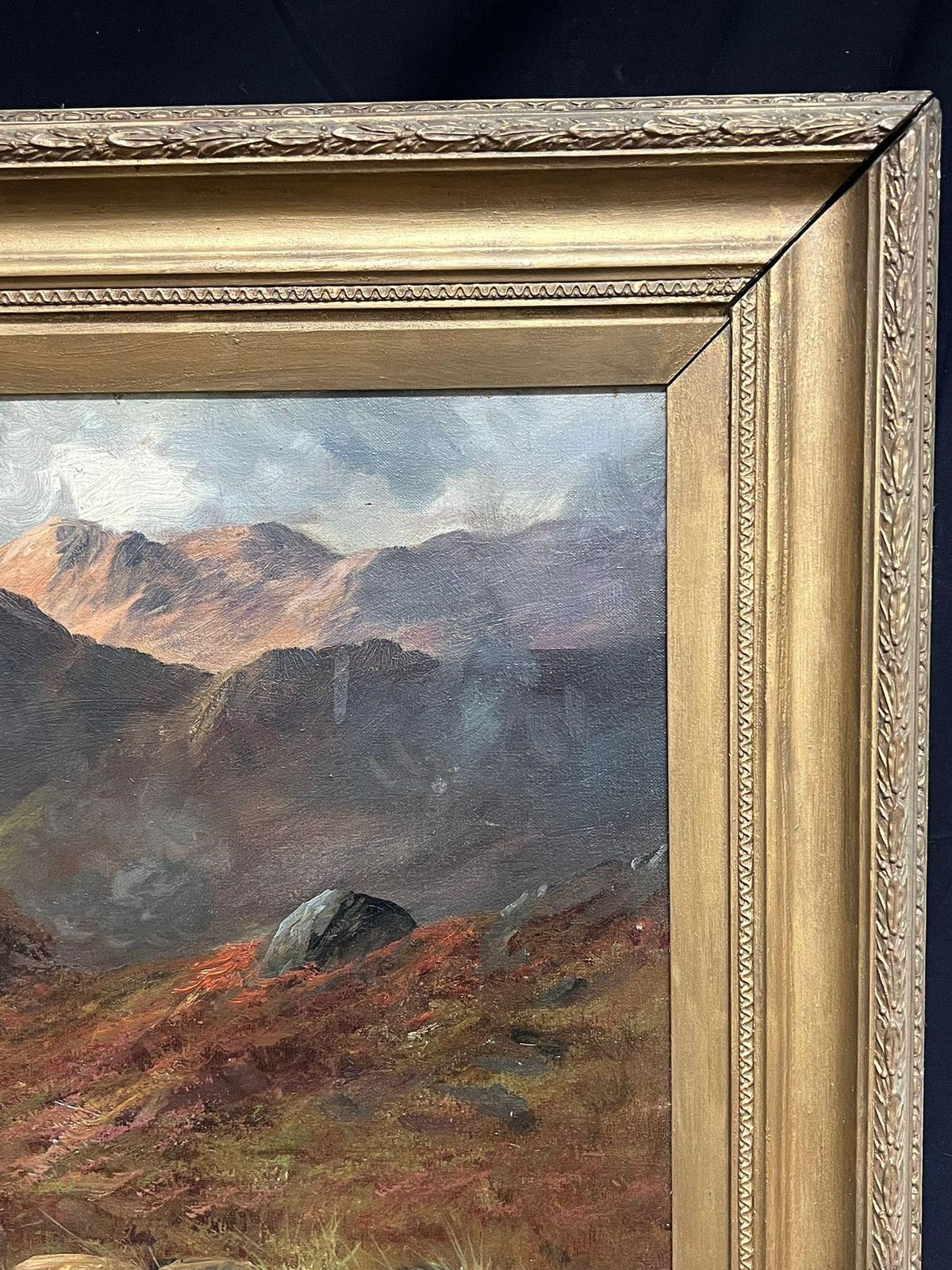 F. E. Jamiesonantique Scottish Highland Landscape Cottage In Glen Brooding Sky & Mountains1920's photo vinterior