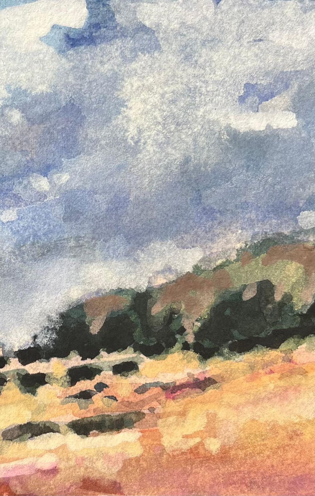 Maurice Mazeiliefrench Impressionist Watercolor Of A Coastal Landscape With Rolling Hills photo Art