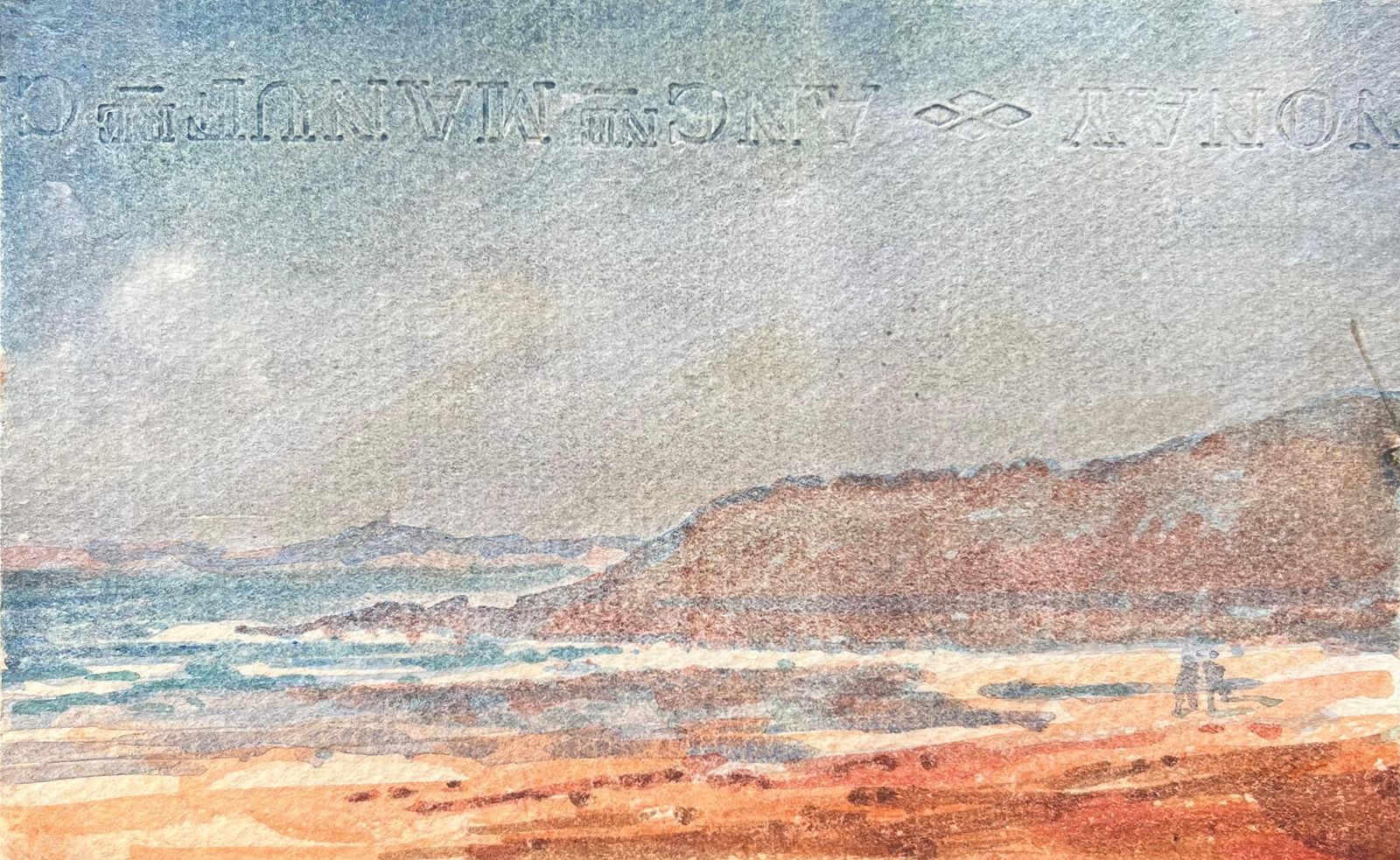 Maurice Mazeiliefrench Impressionist Watercolor Of Landscape With Beach And Distant Hills