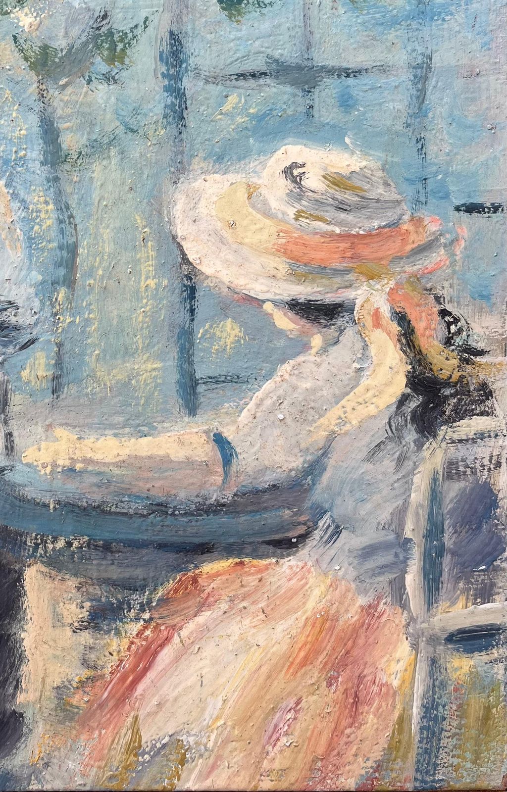 Fanch Lelfrench Impressionist Oil Painting Of Provencal Service In The Garden1991 photo for sale