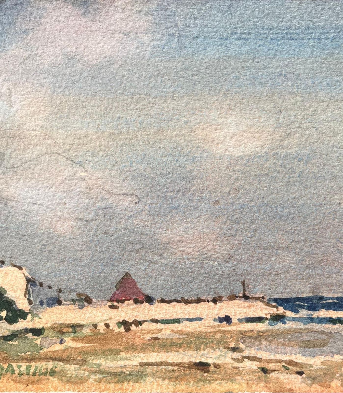 Maurice Mazeiliefrench Impressionist Watercolor Of A Tranquil Coastal Scene photo Art