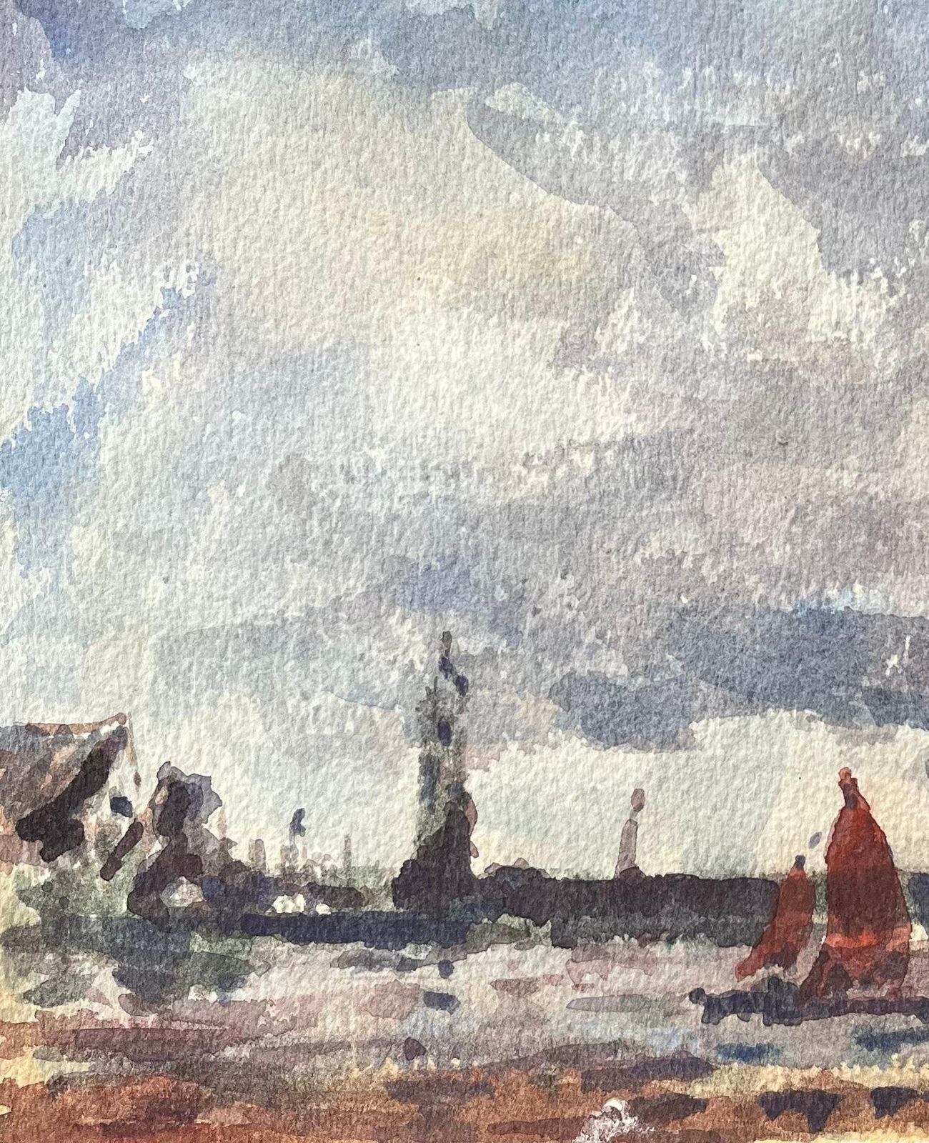 Maurice Mazeiliefrench Impressionist Watercolor Of Sailboats In A Calm Bay photo 188.0