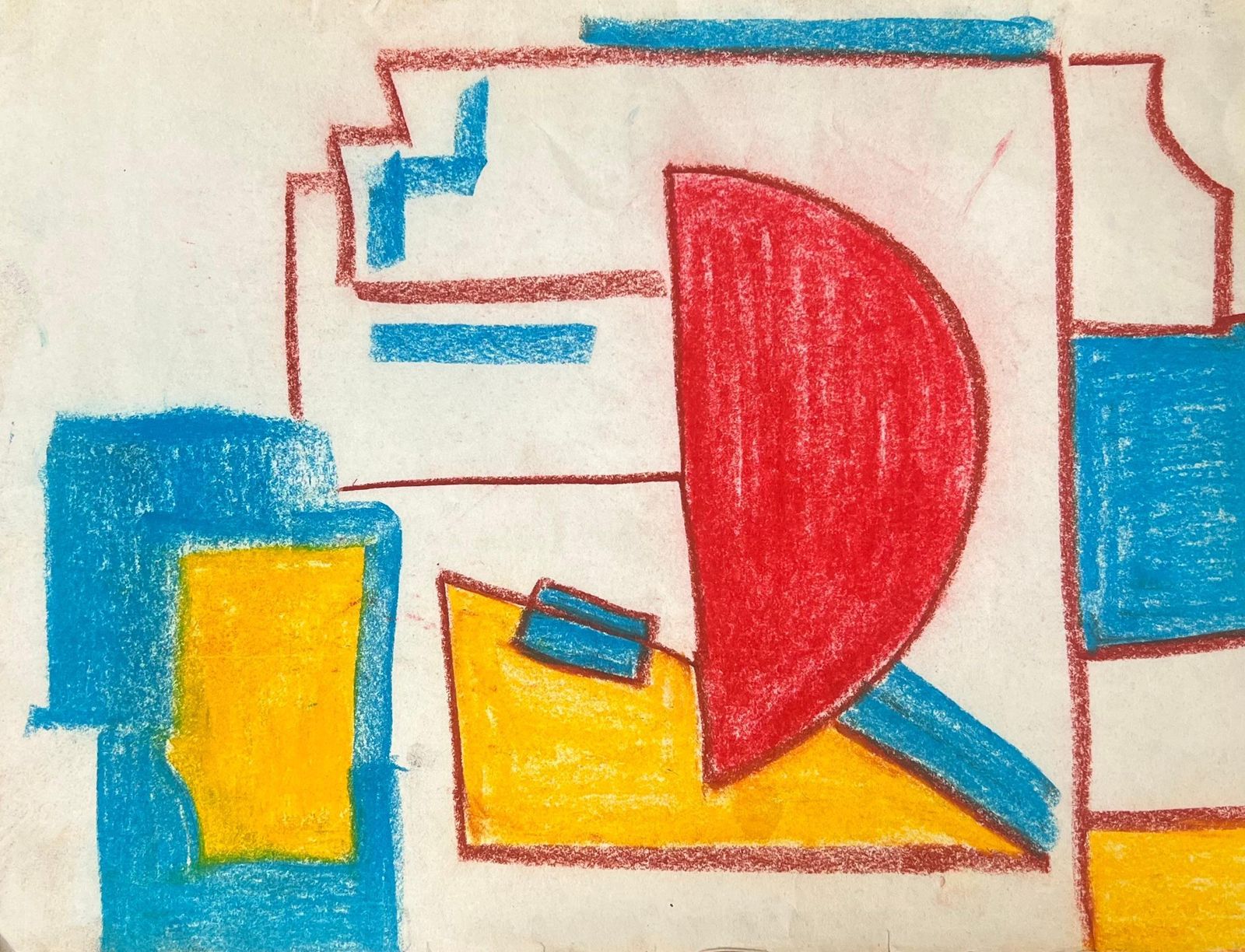Robert Somertonabstract Expressionist British Original Pastel Red Yellow And Blue Solid Colorsc. 2022
