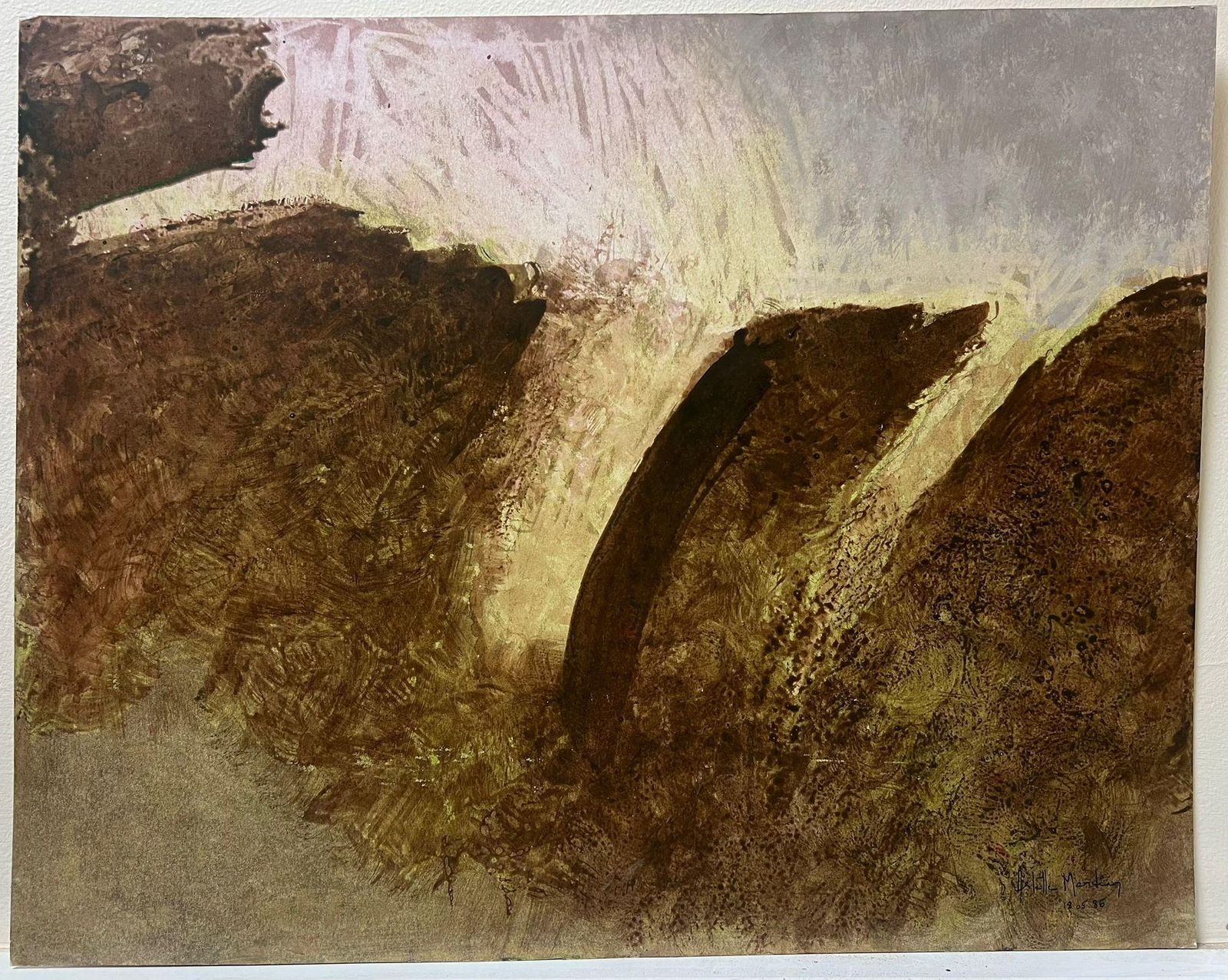 Arlette Martin1970's French Abstract Brown Earth Tones In Motion Painting20th Century photo furniture