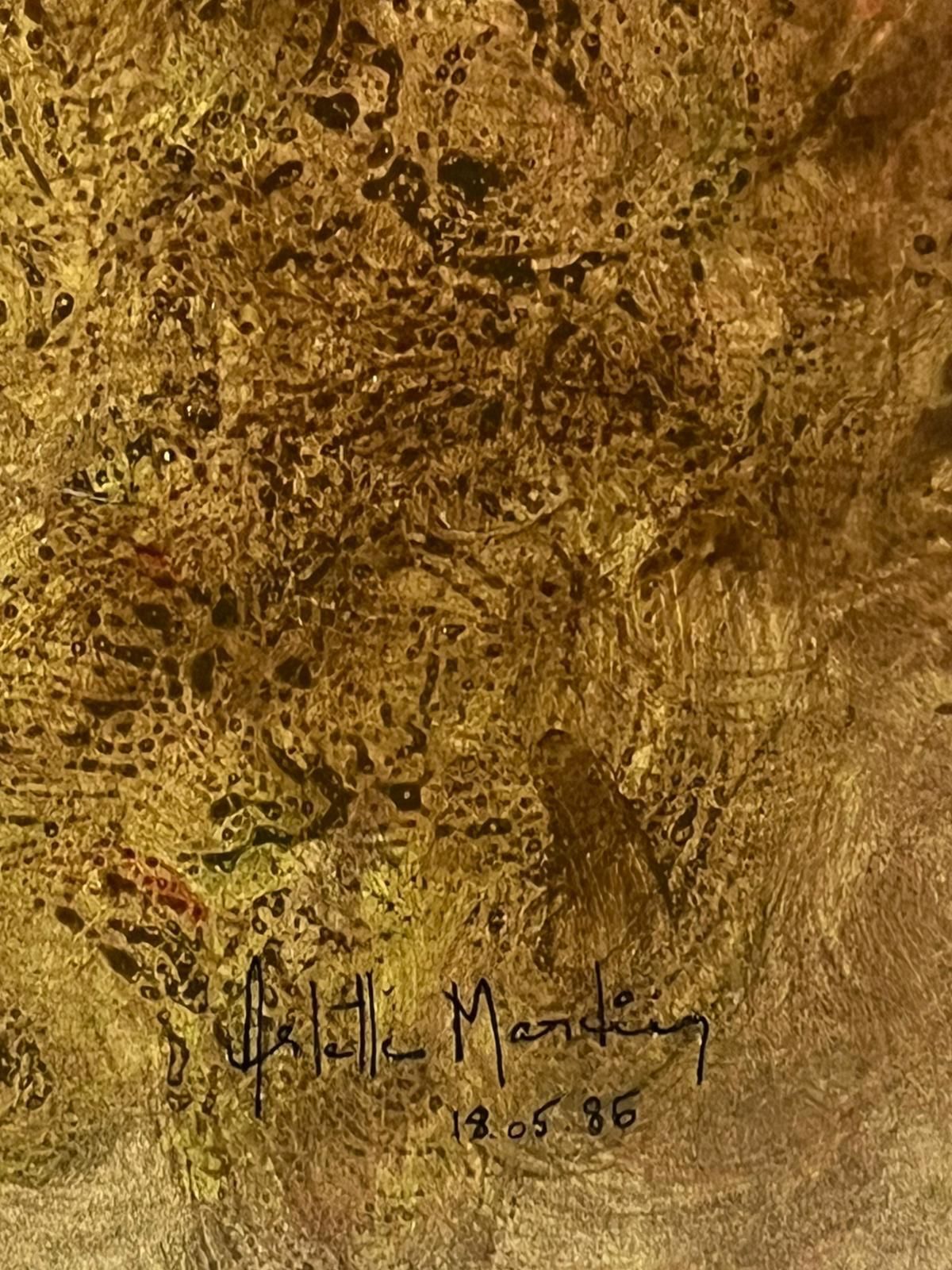 Arlette Martin1970's French Abstract Brown Earth Tones In Motion Painting20th Century photo vinterior