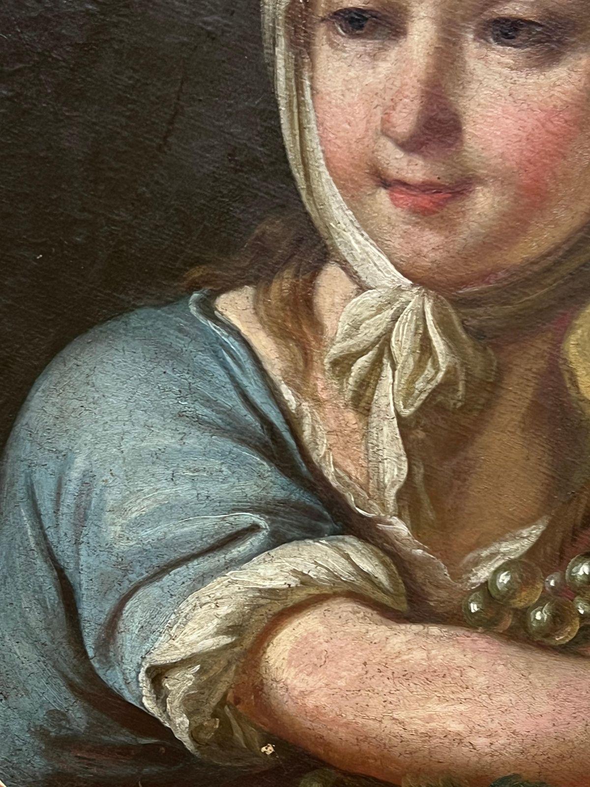 French Schoolfrench Rococo 18th Century Portrait Of Young Girl With Grapes Oval Oil Painting18th photo 2290.0