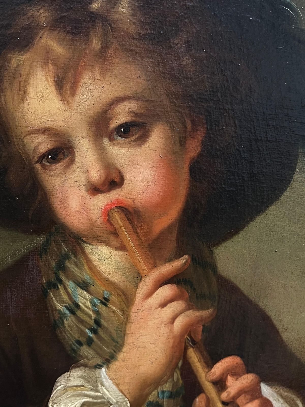 French Schoolfrench Rococo 18th Century Portrait Young Boy Playing A Flute Oval Oil Painting18th photo 2290.0