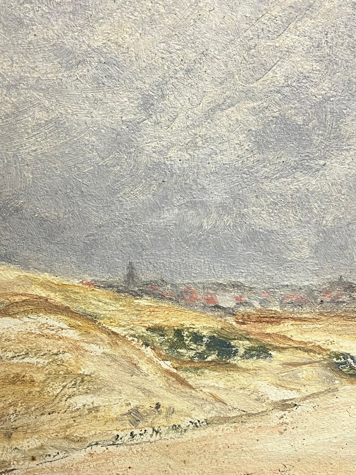 Simone Forge1930's French Impressionist Coastal Dunes With Distant Village Horizon Under Sky19th Century photo Art
