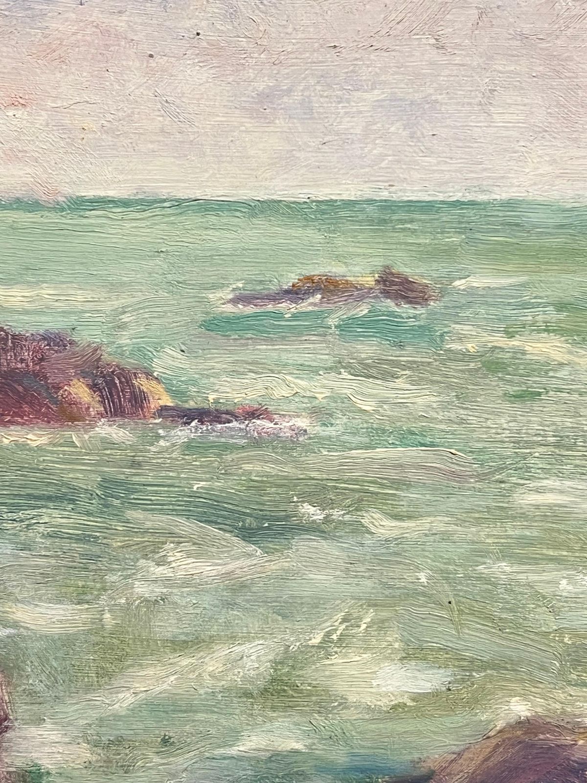 Simone Forge1930's Impressionistic Coastal Scene With Sunlit Rocks And Turquoise Waters19th Century photo for sale