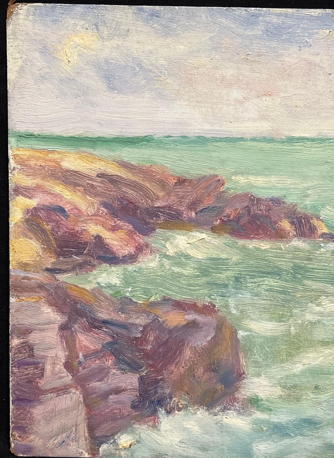 Simone Forge1930's Impressionistic Coastal Scene With Sunlit Rocks And Turquoise Waters19th Century photo Art