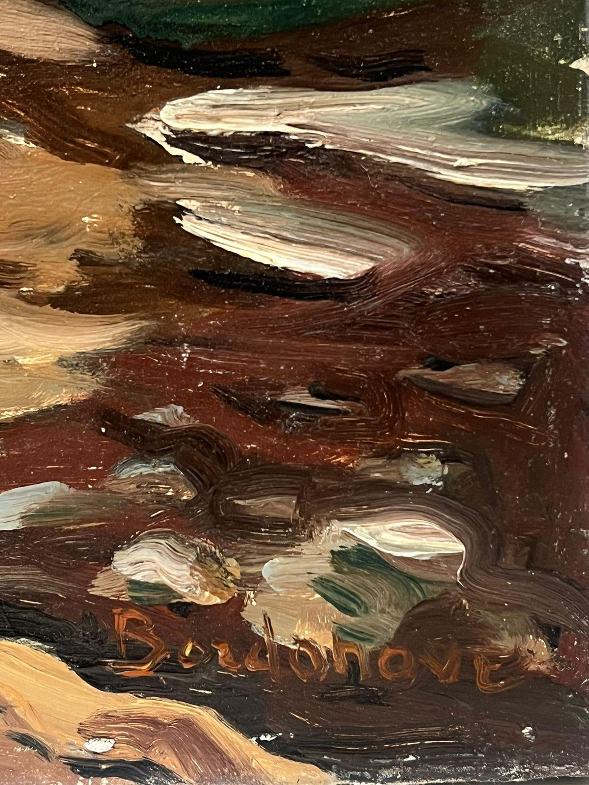 Georges Bordonovefrench Landscape Dramatic Rock Formations And Coastal Stairs Leading To The Sea1997 photo Art
