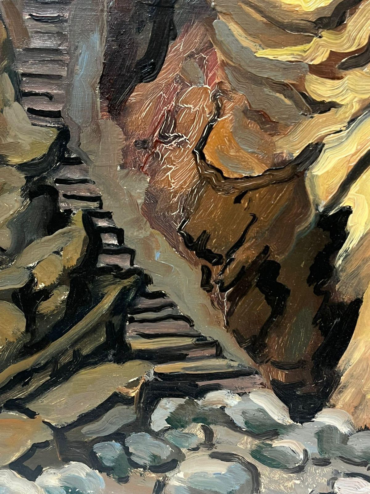 Georges Bordonovefrench Landscape Dramatic Rock Formations And Coastal Stairs Leading To The Sea1997 photo vinterior