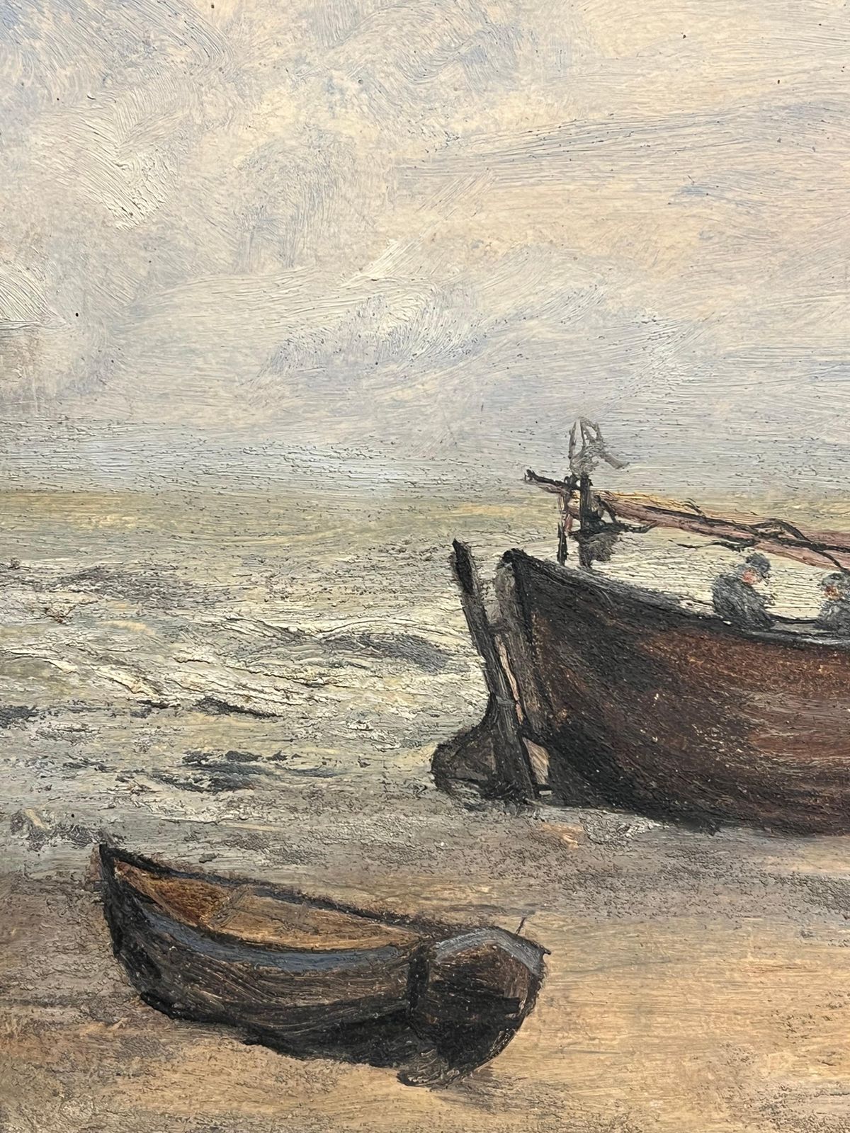 Simone Forge1930's French Impressionist Tranquil Coastal Scene With Weathered Fishing Boats19th Century photo Art