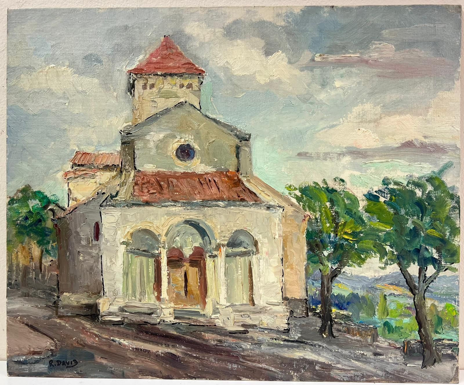 Regine Davidrustic Mediterranean Church With Red Tiled Roof And Arched Facade Landscape1950's photo furniture