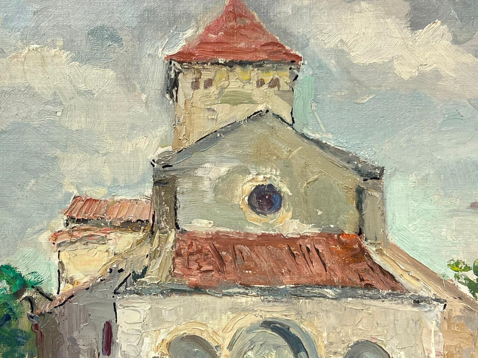Regine Davidrustic Mediterranean Church With Red Tiled Roof And Arched Facade Landscape1950's photo 550.0
