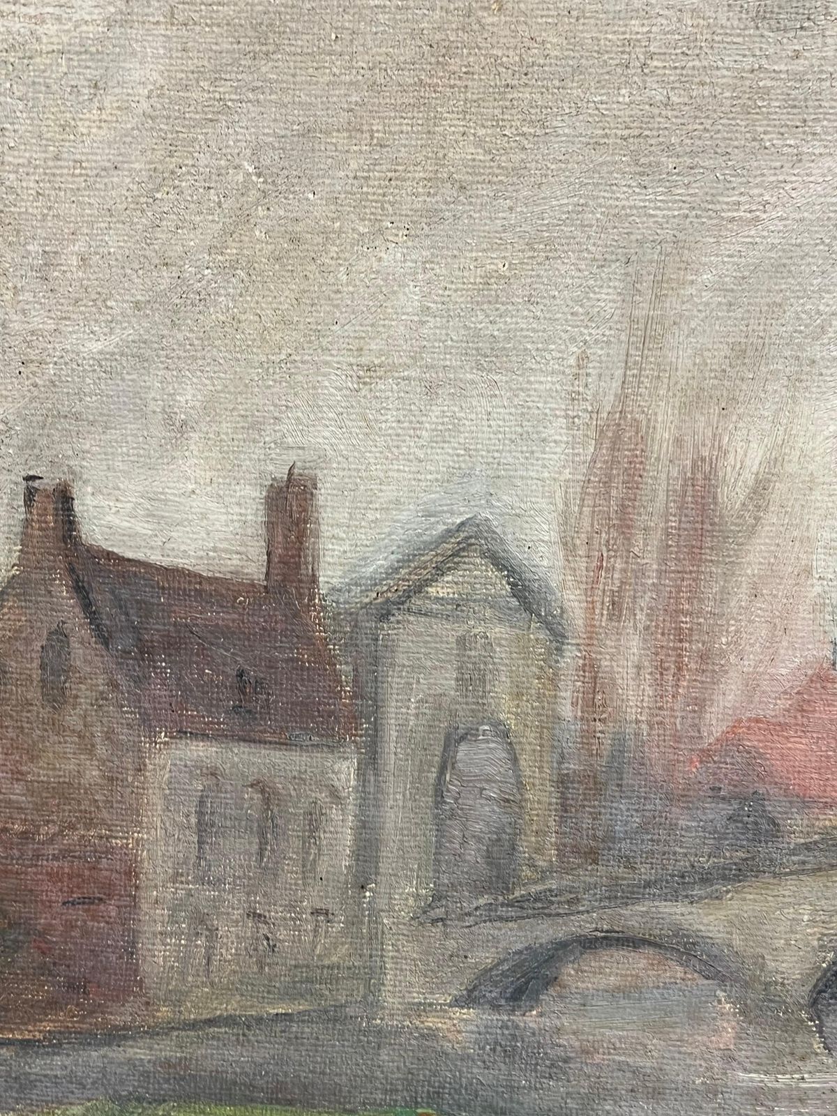 Simone Forge1930's French Impressionist Rendered Bridge Scene With Hazy Autumn Trees19th Century photo 483.0