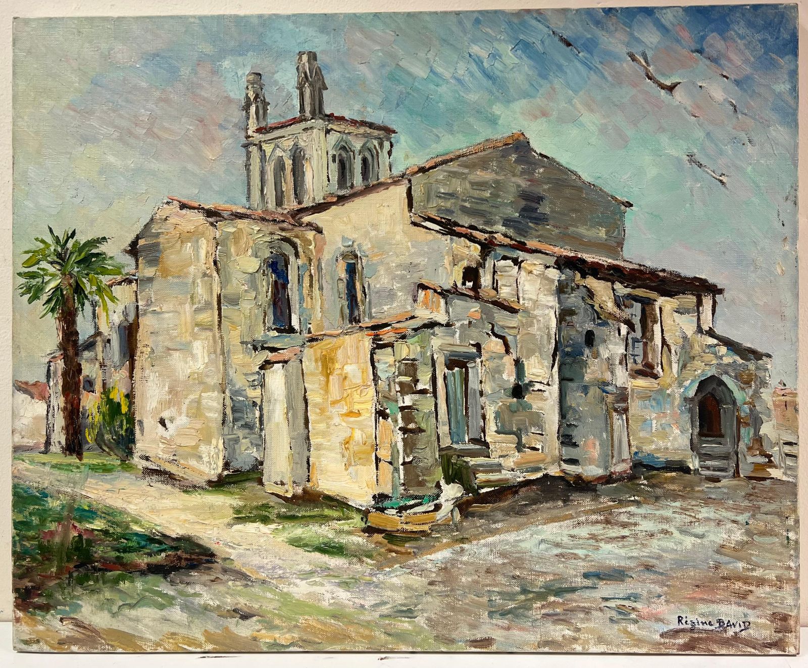 Regine Davidrustic Stone Church With Romanesque Architecture And Towering Arches1950's photo furniture