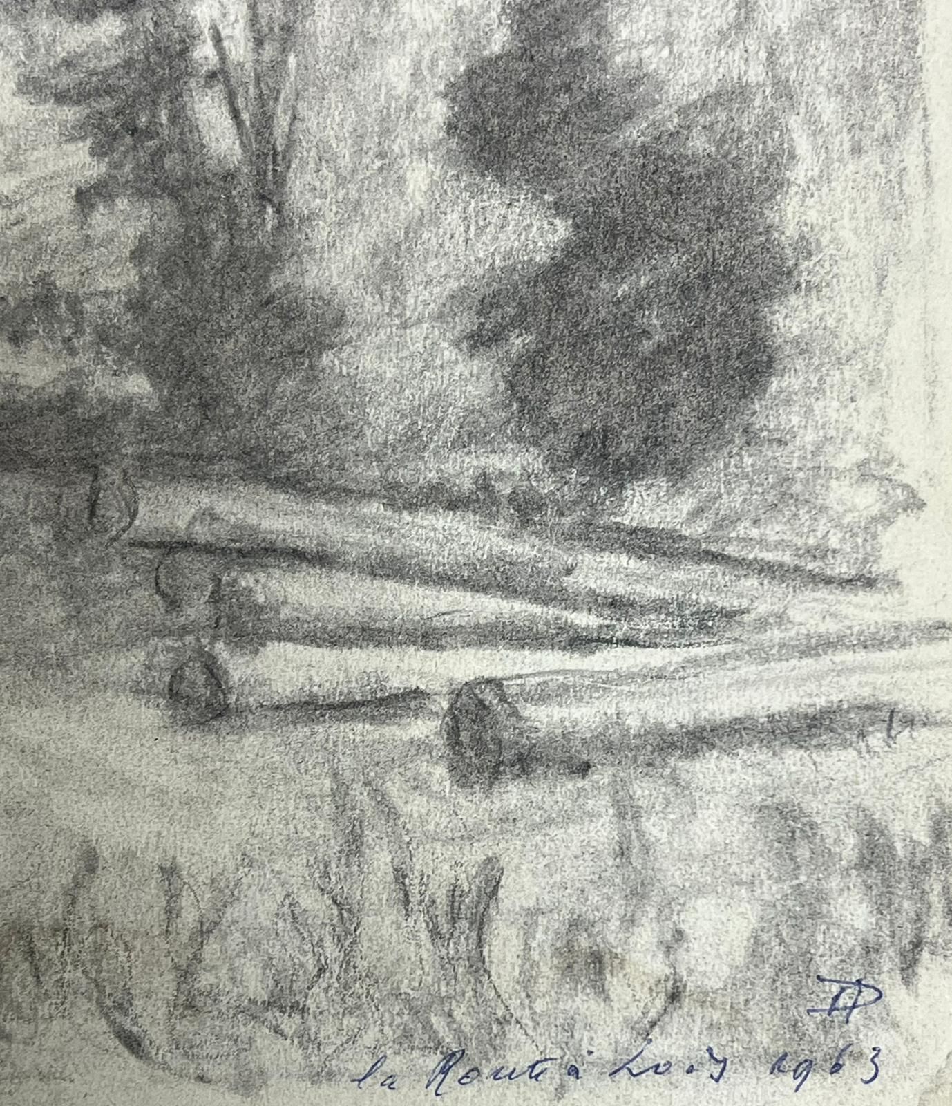 Regine Davidrural Landscape With Farmhouse And Trees Atmospheric Drawing1957 photo Art