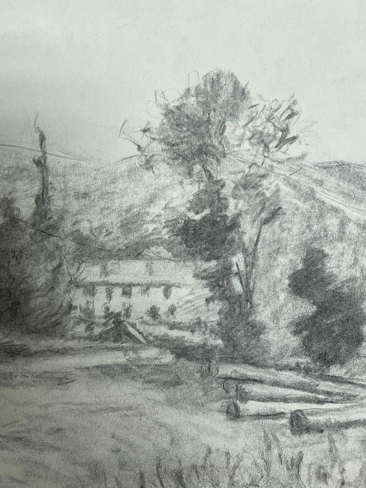Regine Davidrural Landscape With Farmhouse And Trees Atmospheric Drawing1957 photo 178.0