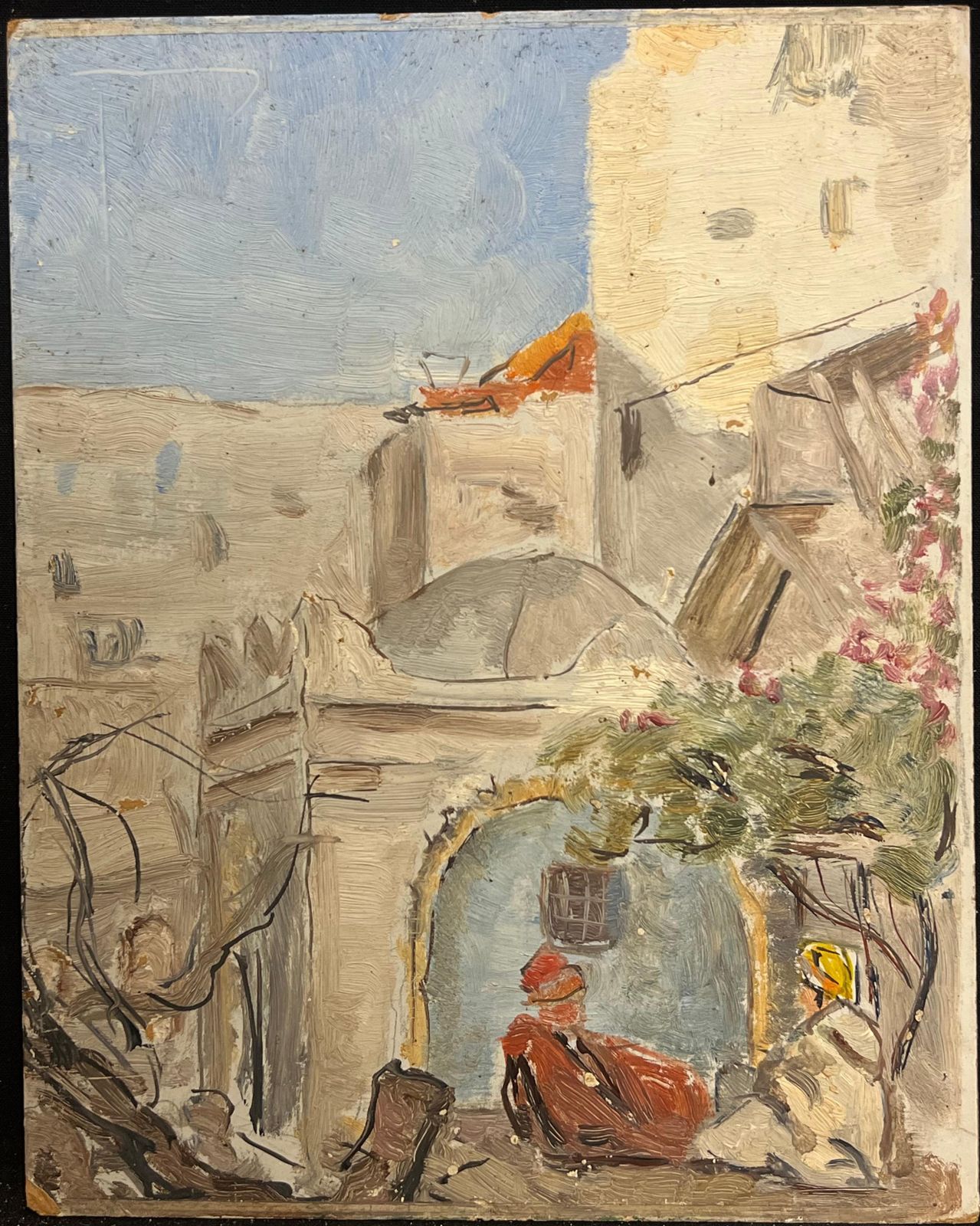 Simone Forgecourtyard Scene With Arched Doorway Rustic Walls And Figures In Traditional Garb19th Century photo furniture