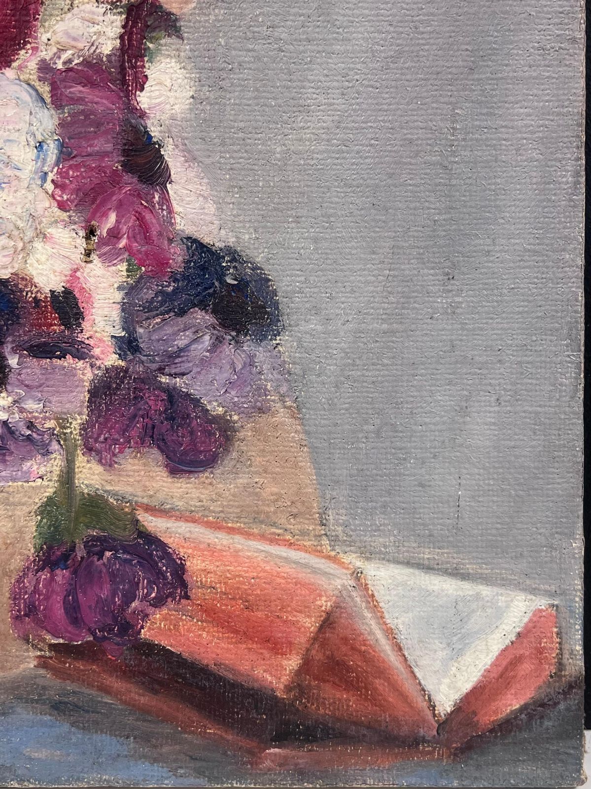 Simone Forgestill Life With Bust Sculpture Vibrant Anemone Flowers And Folded Book19th Century photo vinterior