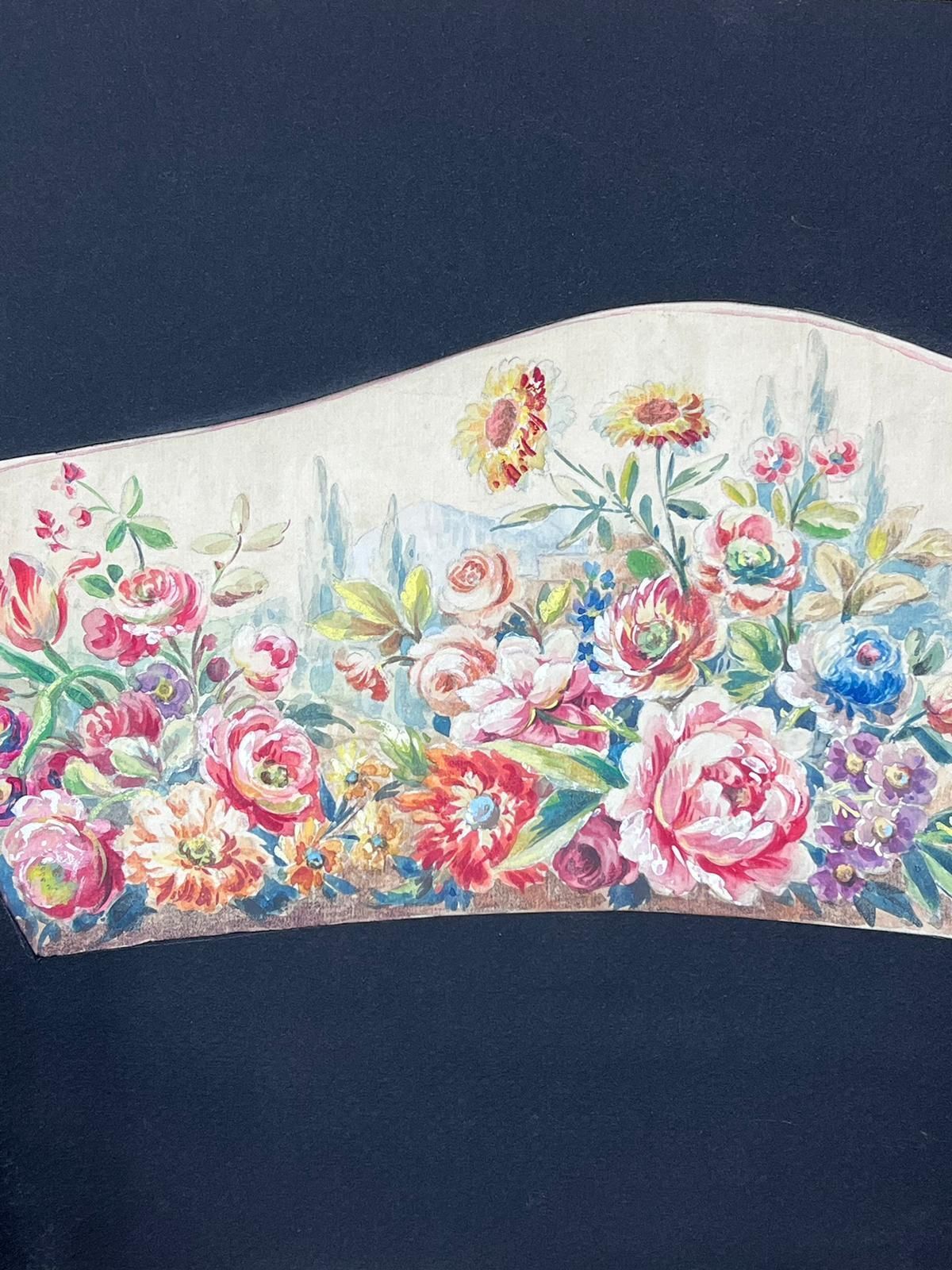 French Schoolexquisite Floral Arrangement With Lush Blooms In A Fan Shaped Composition photo furniture