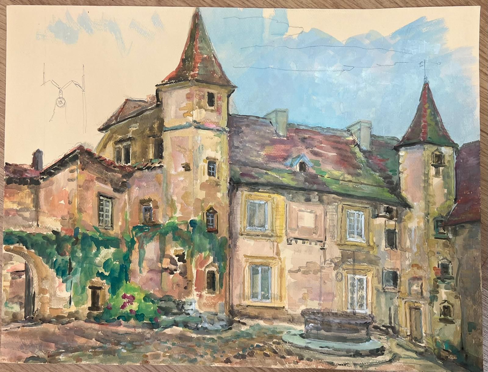 Regine Davidquaint French Chateau Courtyard With Ivy Clad Walls And Stone Well France1950's photo furniture