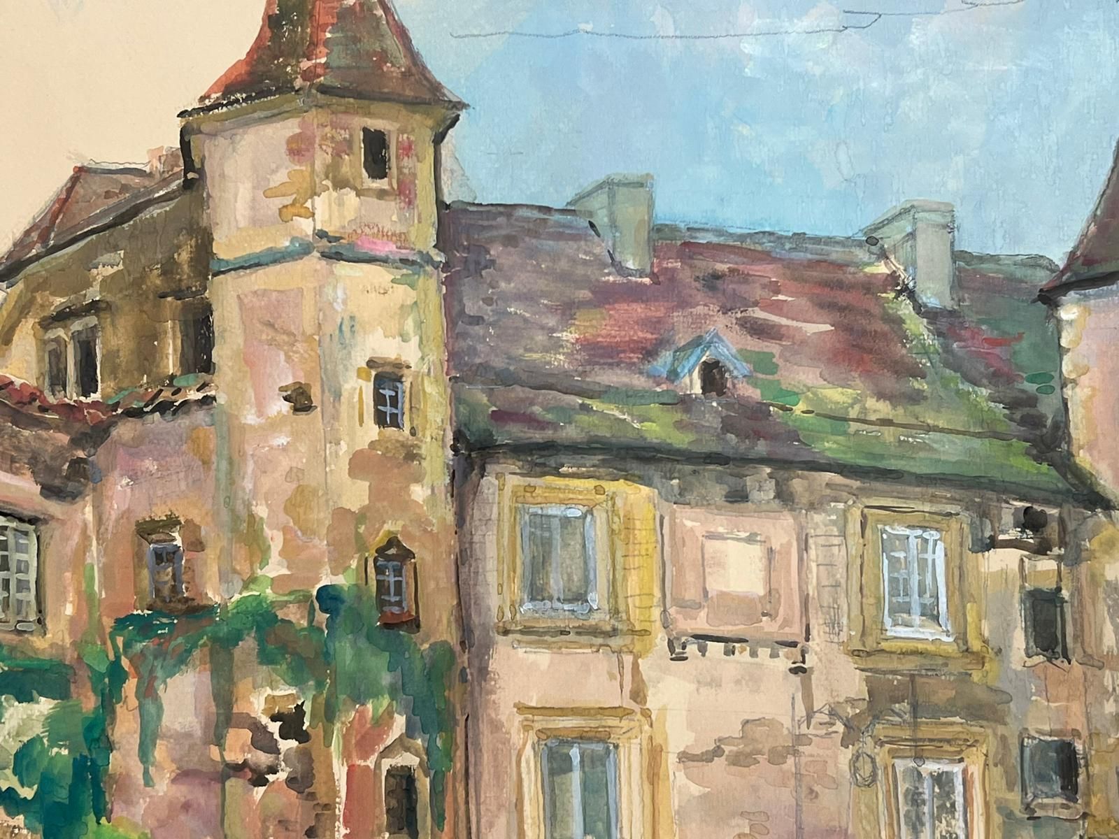 Regine Davidquaint French Chateau Courtyard With Ivy Clad Walls And Stone Well France1950's photo Art