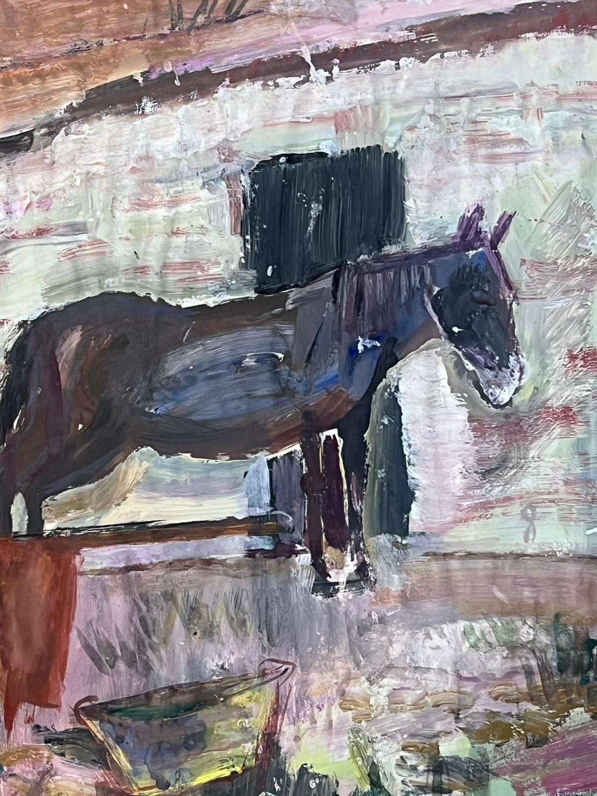 édouard Righetti (1924 2001)french Post Impressionist Oil Rustic Farmyard Scene With Horse And Carriage1960’s photo for sale