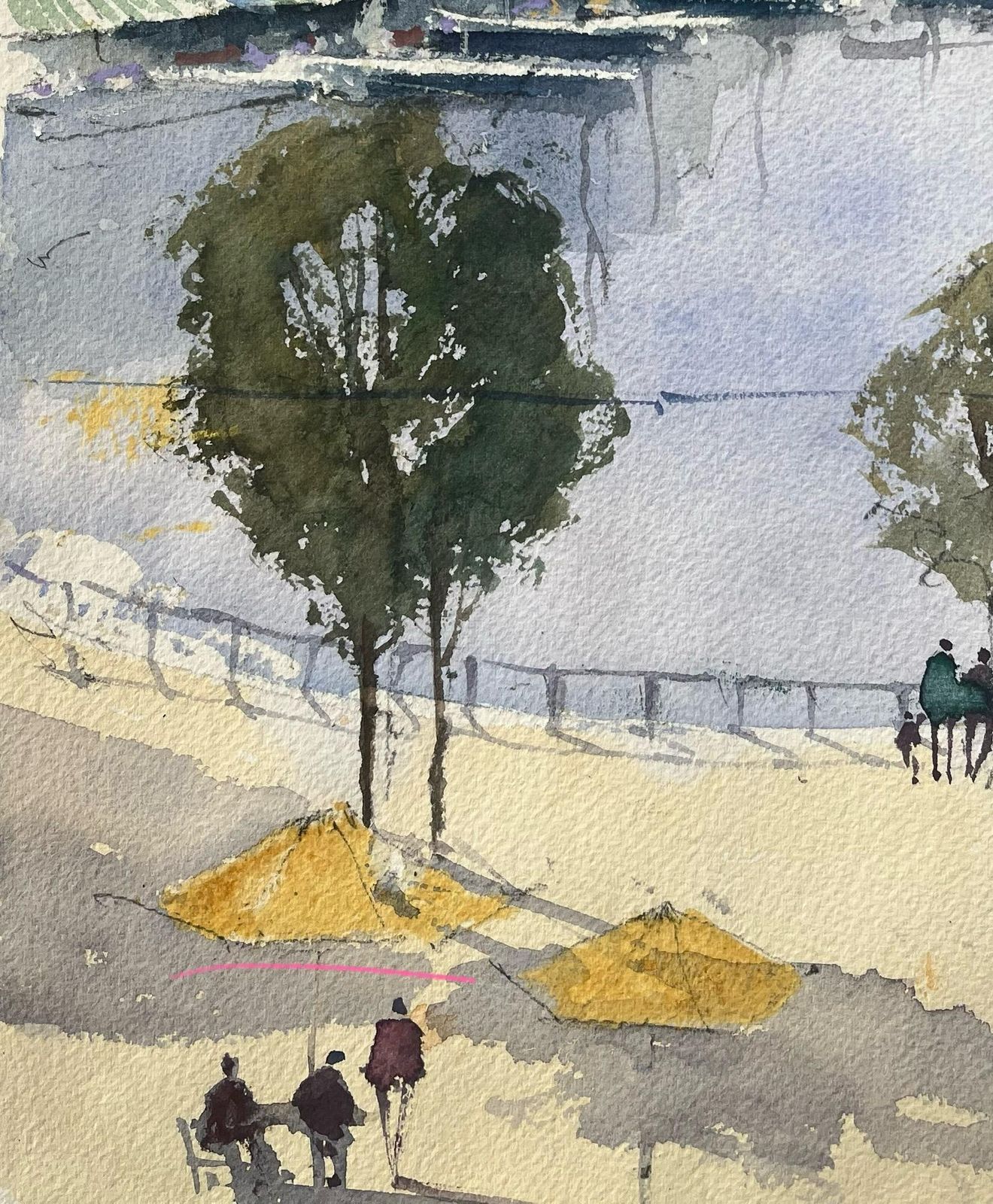 Anthony Averybritish Impressionist Watercolor Of A Harbour Scene With Boats And Figures photo for sale