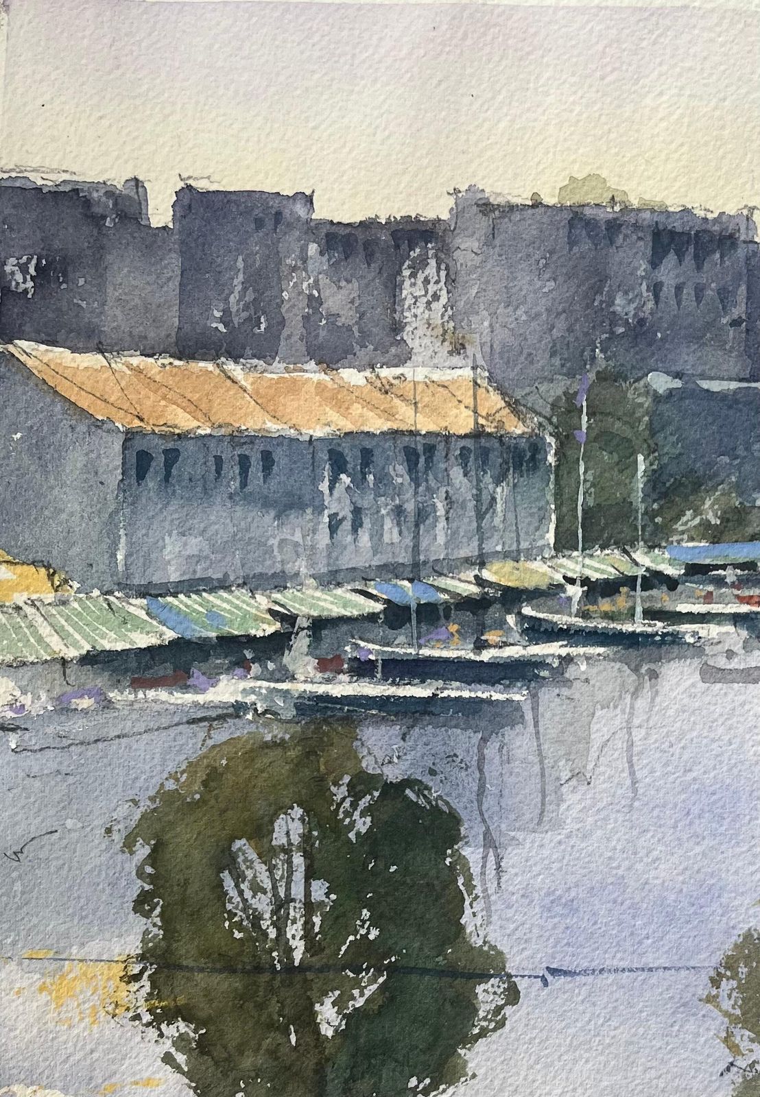 Anthony Averybritish Impressionist Watercolor Of A Harbour Scene With Boats And Figures photo Art