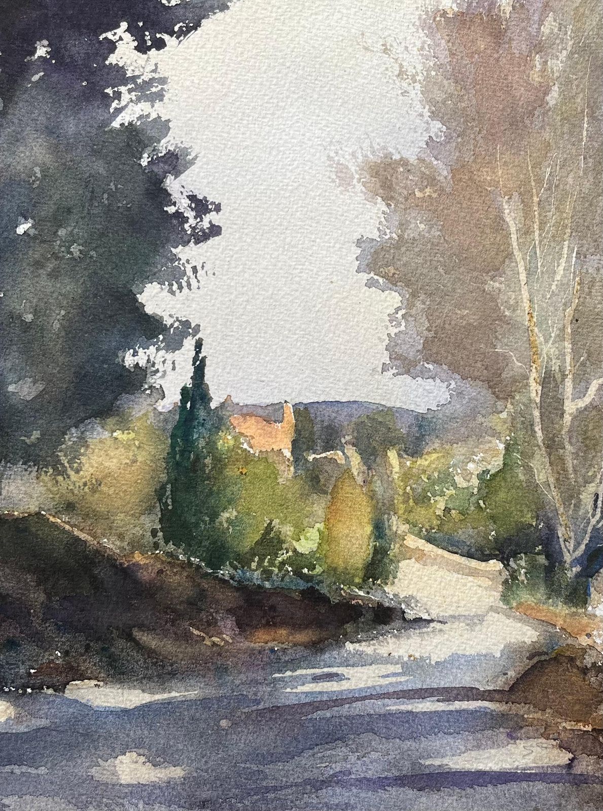 Anthony Averybritish Impressionist Watercolor Of Shaded Woodland Path With Sunlit Openings photo 362.0